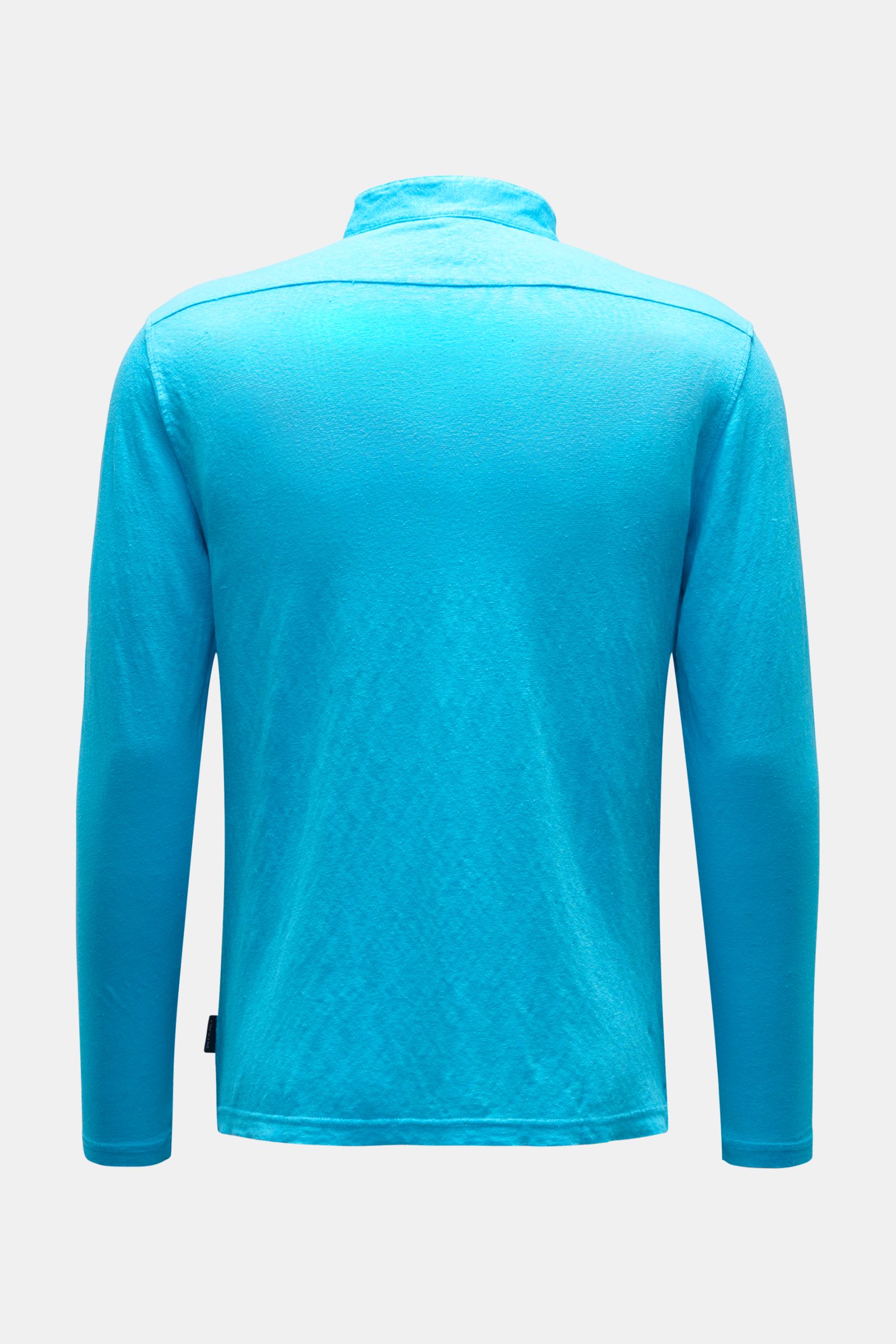 04651/ A trip in a bag Leinen Henley-Shirt türkis