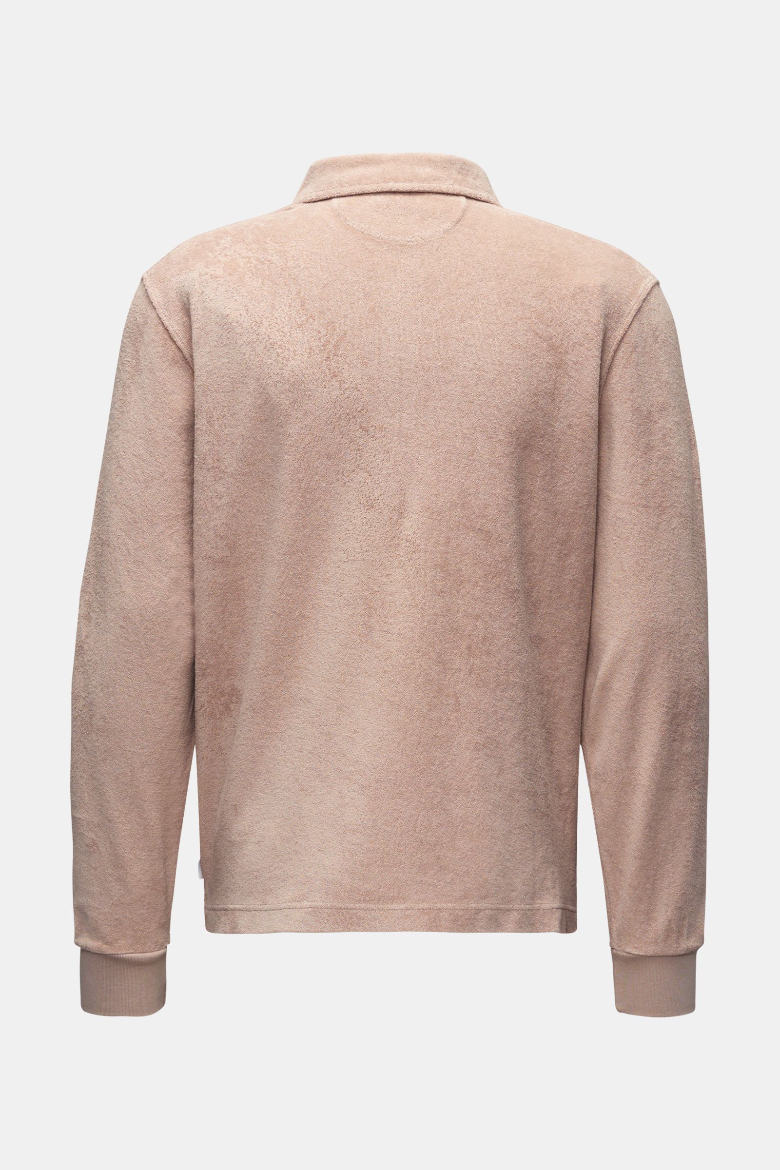 04651/ A trip in a bag Frottee Longsleeve-Poloshirt beige