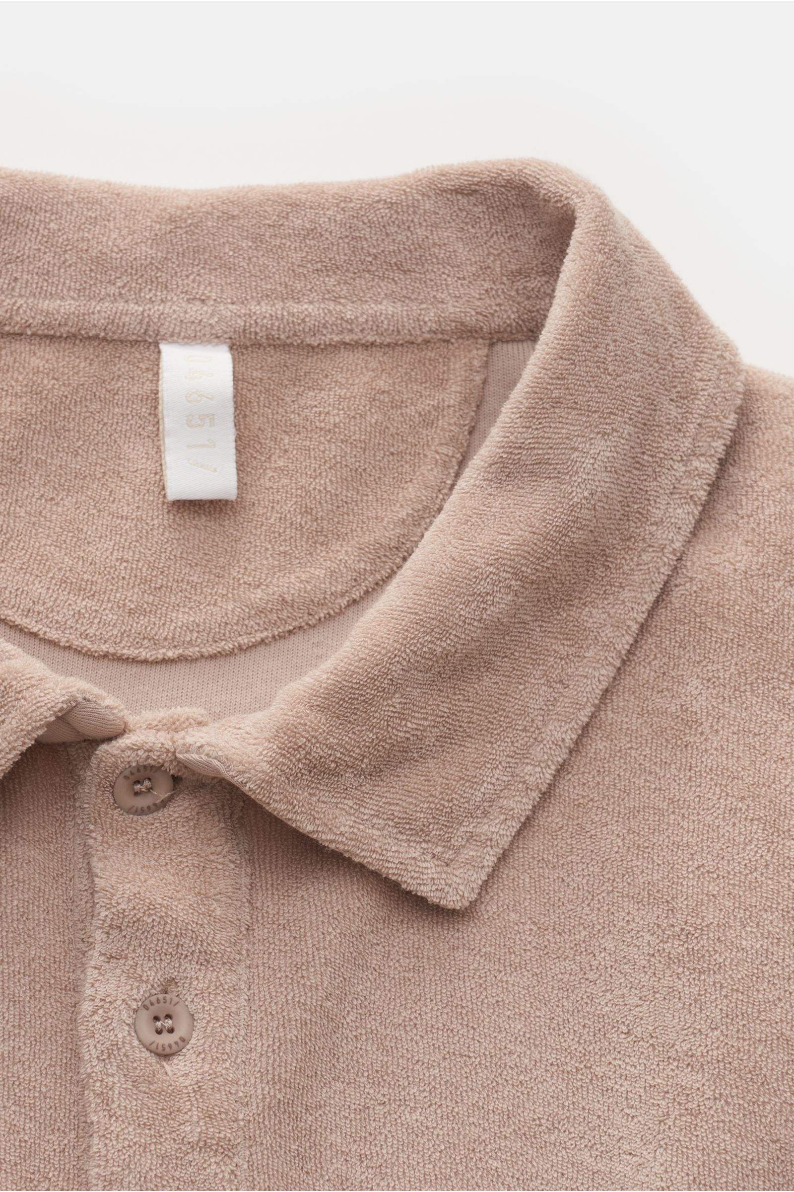 04651/ A trip in a bag Frottee Longsleeve-Poloshirt beige