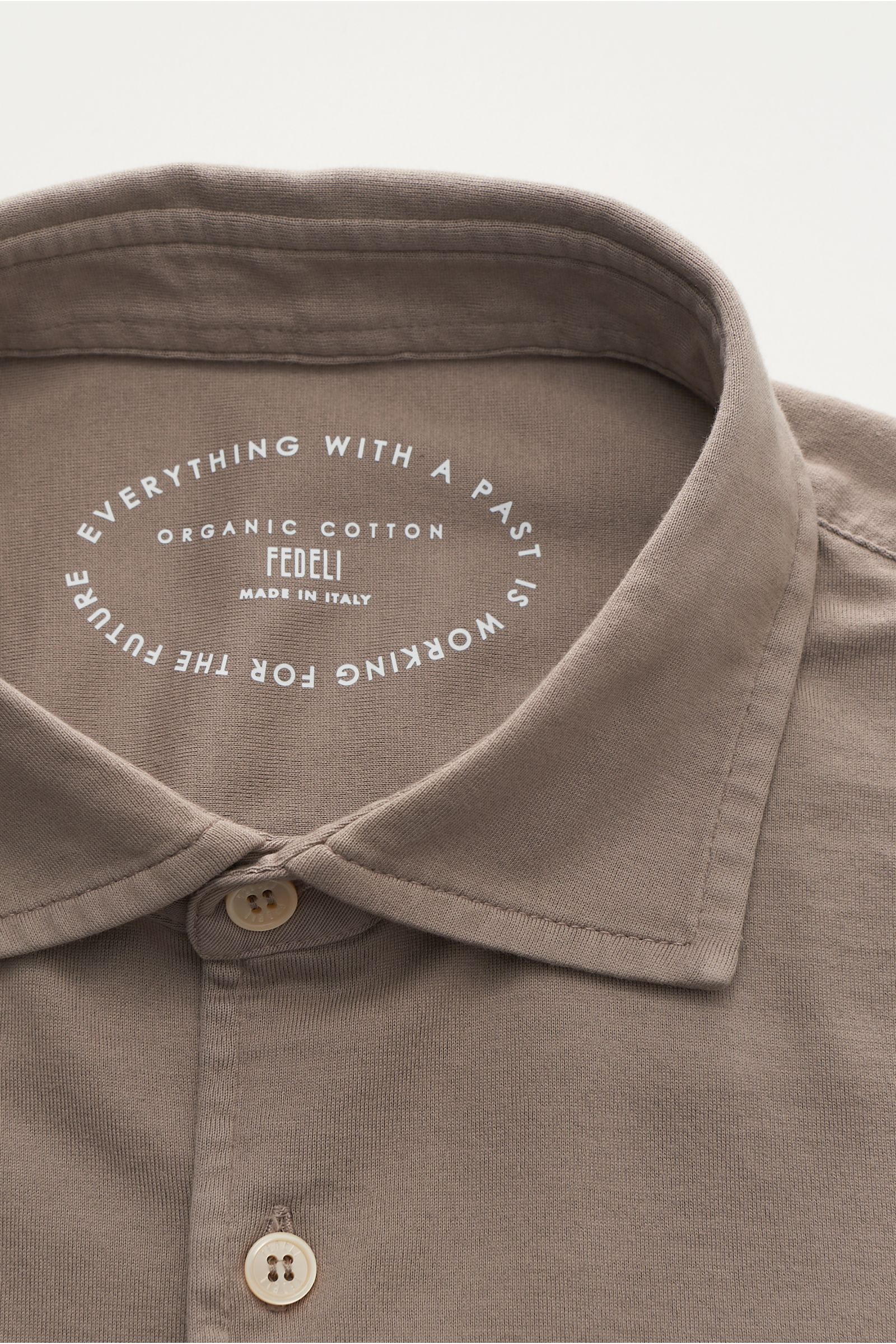 Fedeli Jersey shirt 'Jason' shark collar taupe