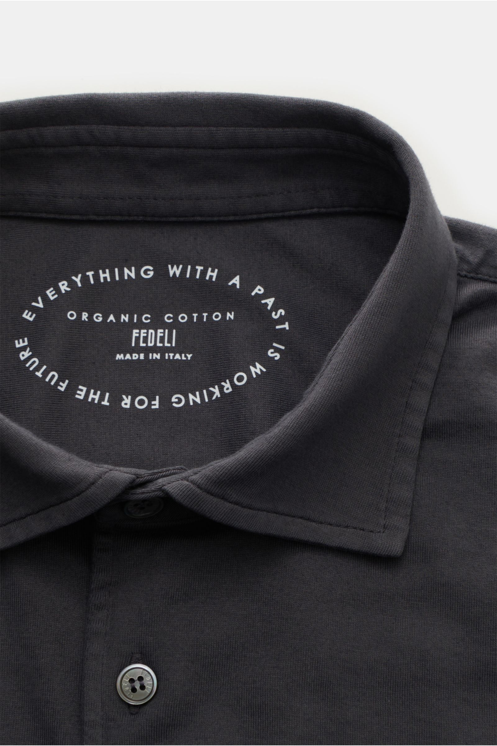 Fedeli Jersey-Hemd 'Jason' Haifisch-Kragen dunkelgrau