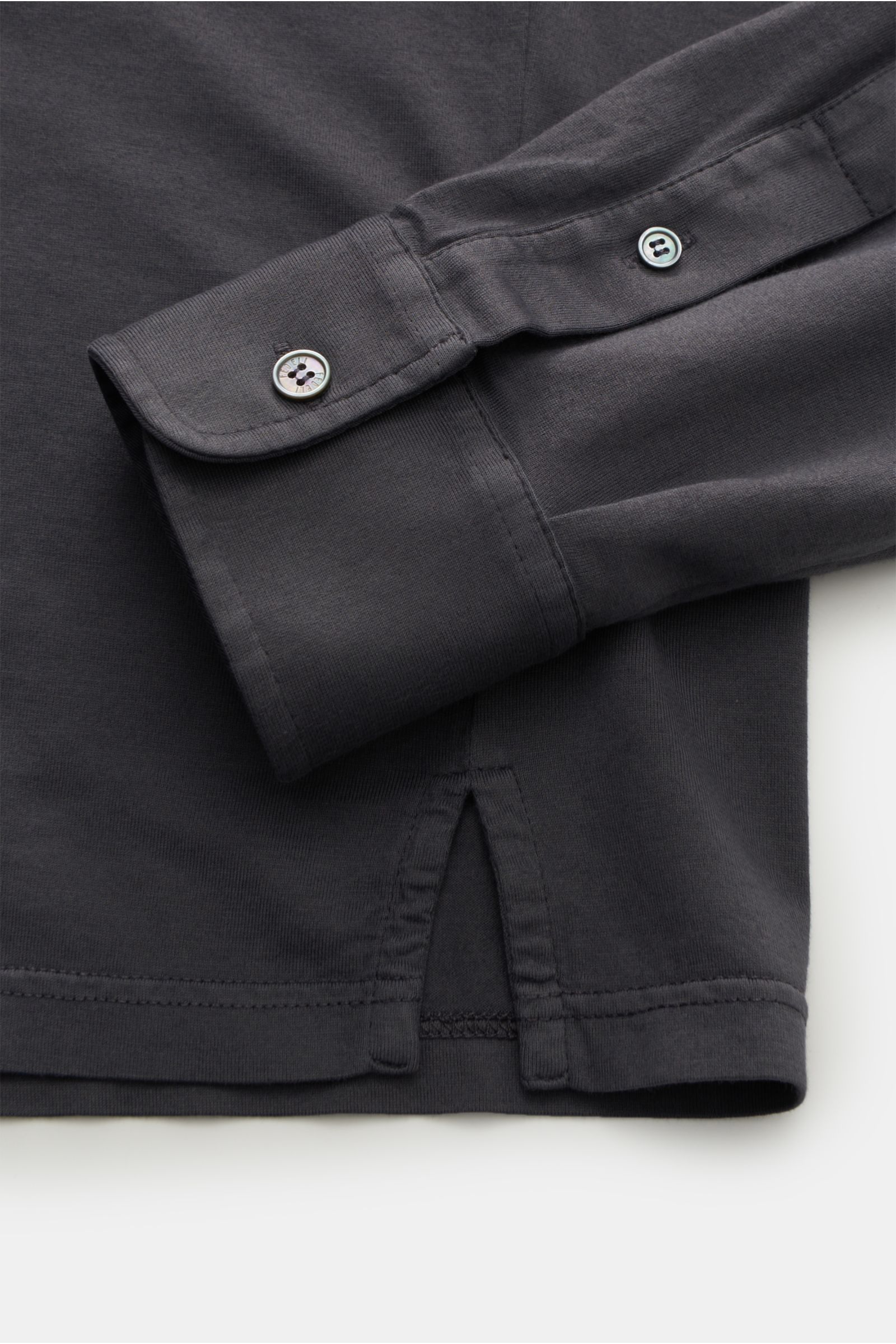 Fedeli Jersey-Hemd 'Jason' Haifisch-Kragen dunkelgrau