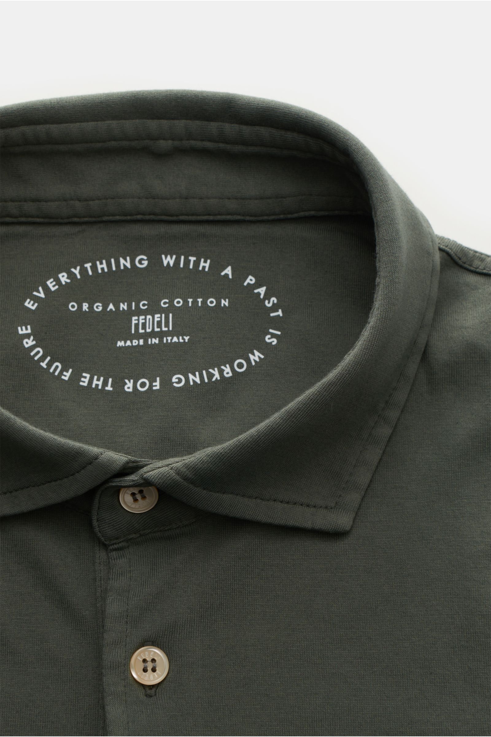 Fedeli Jersey Longsleeve-Poloshirt 'Zero' graugrün