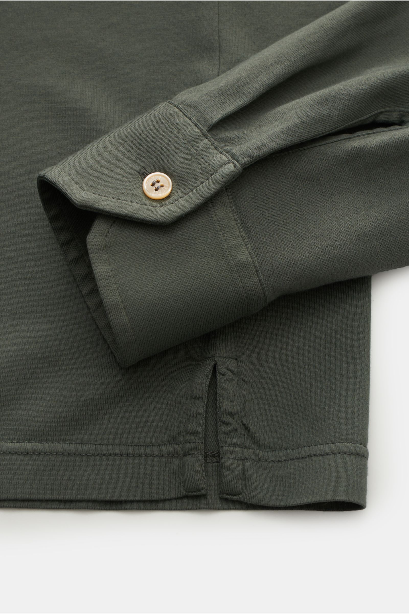 Fedeli Jersey Longsleeve-Poloshirt 'Zero' graugrün