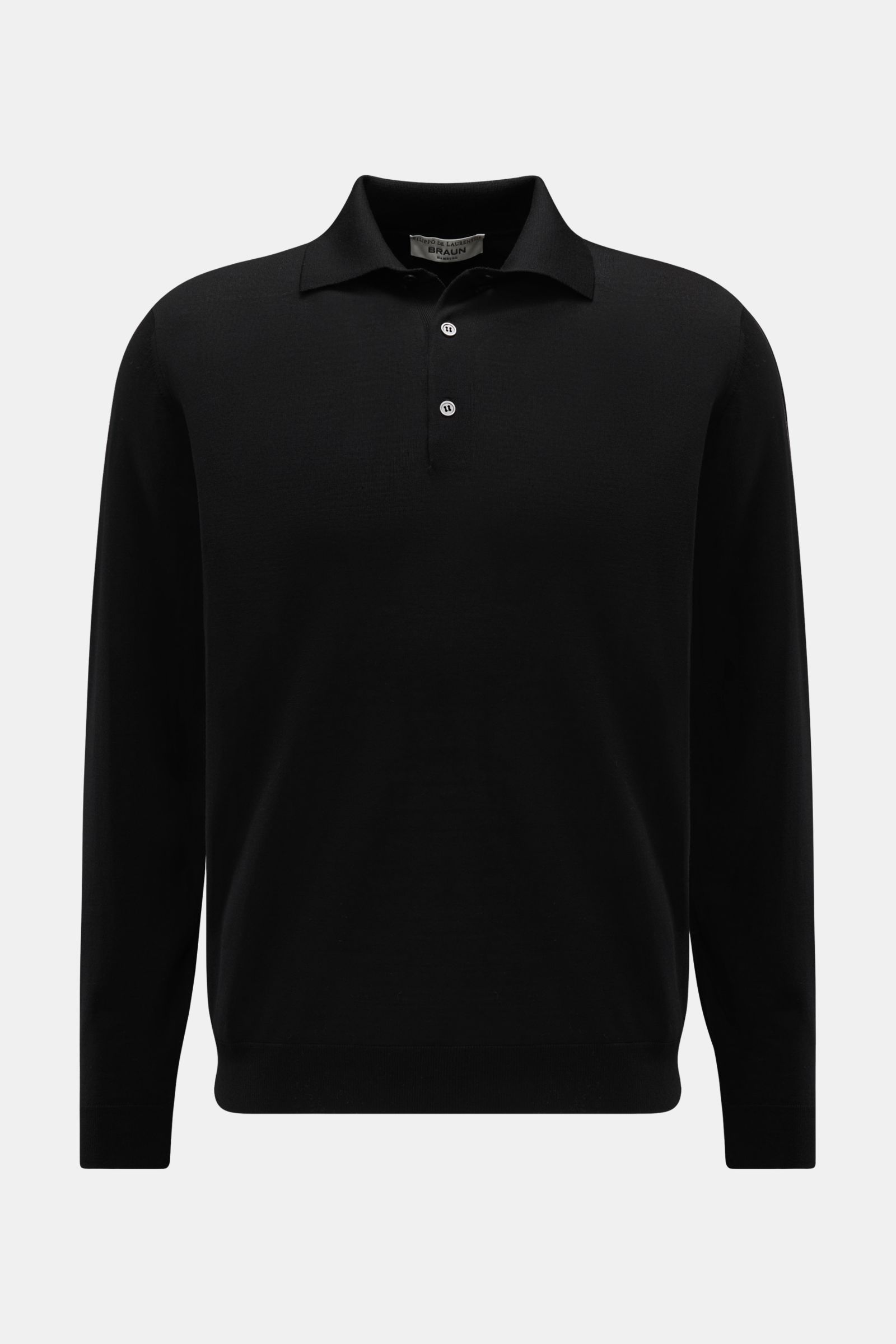 FILIPPO DE LAURENTIIS fine knit polo black | BRAUN Hamburg