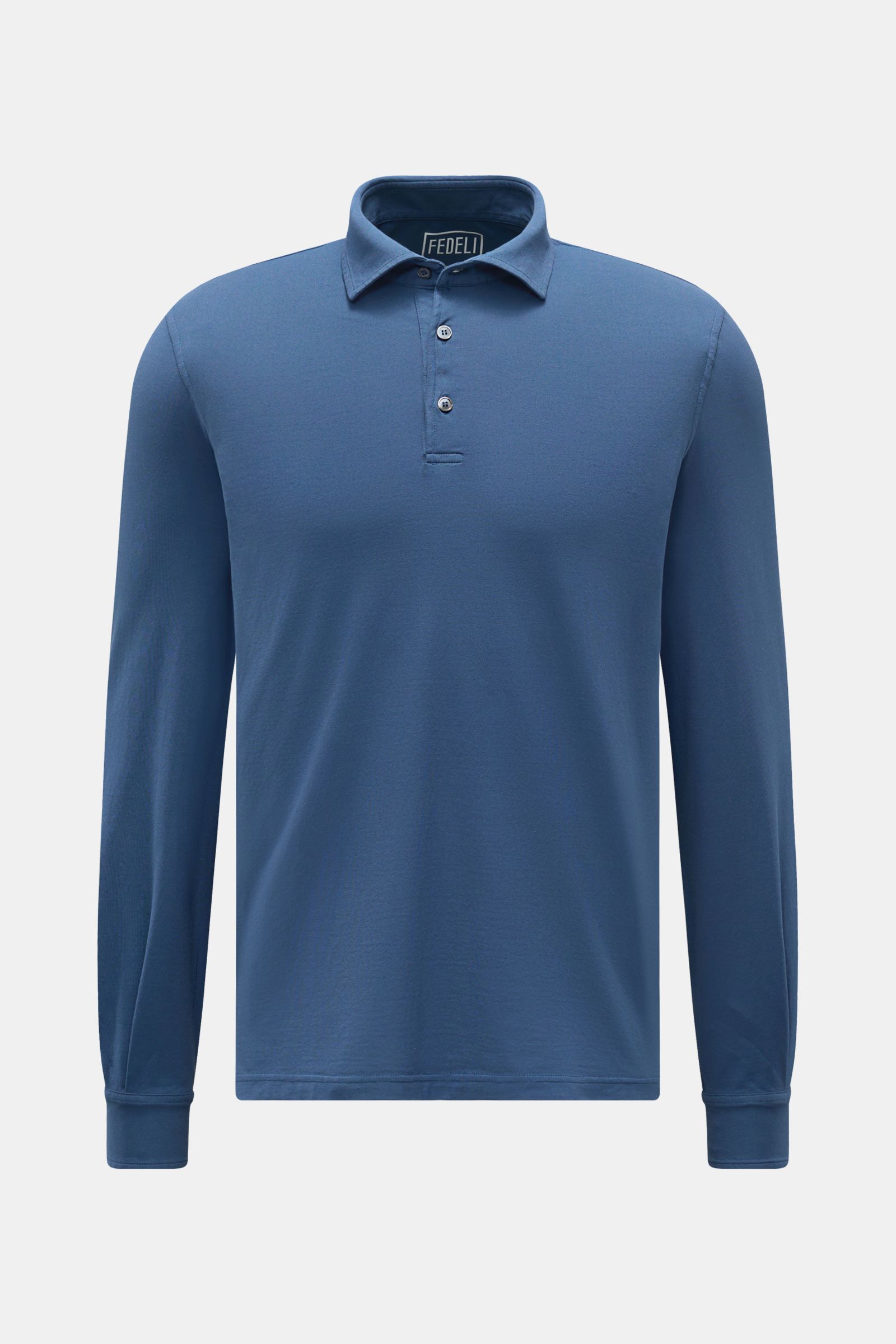 Fedeli Jersey long sleeve polo shirt 'Zero' blue