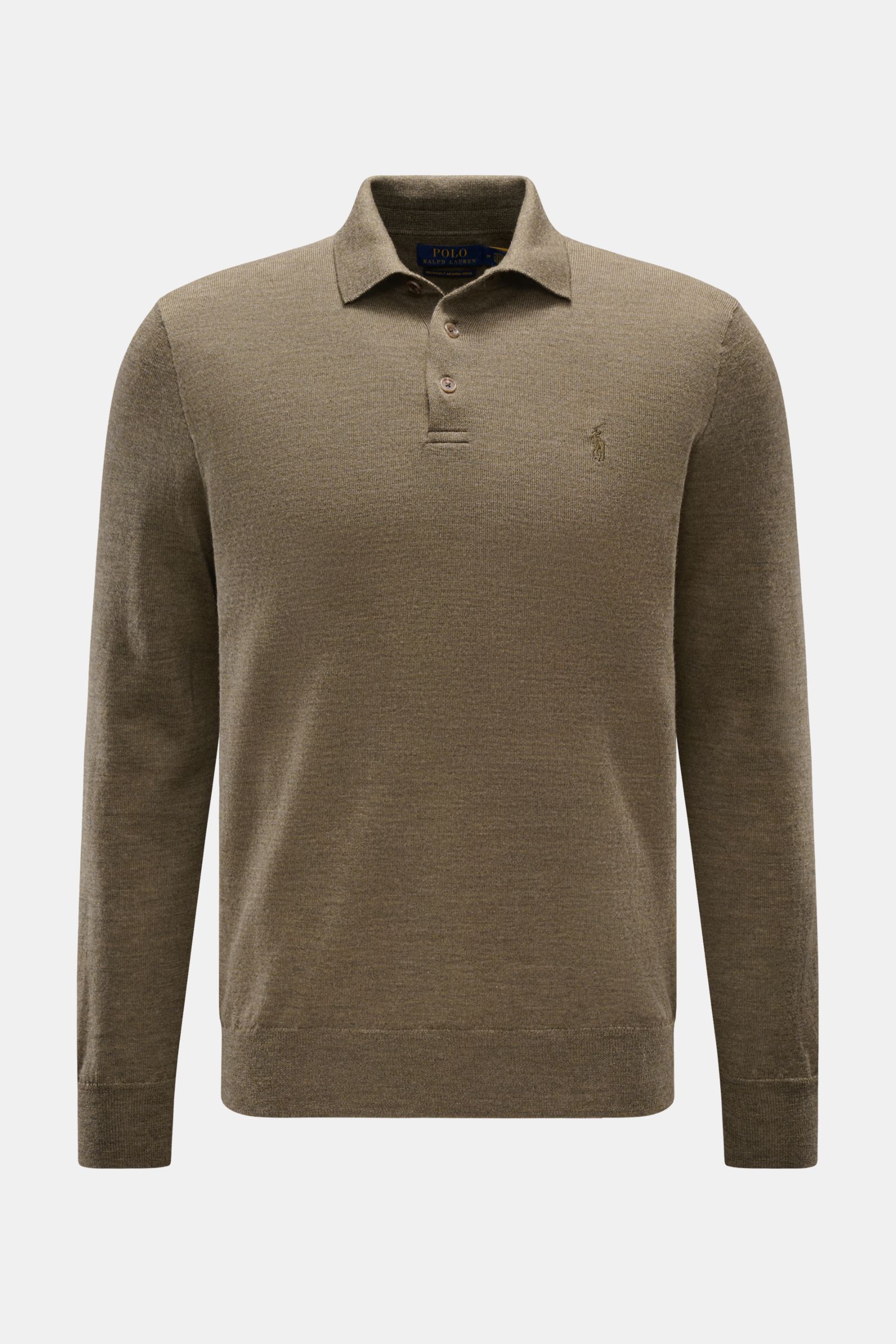 POLO RALPH LAUREN Strickpolo oliv meliert BRAUN Hamburg