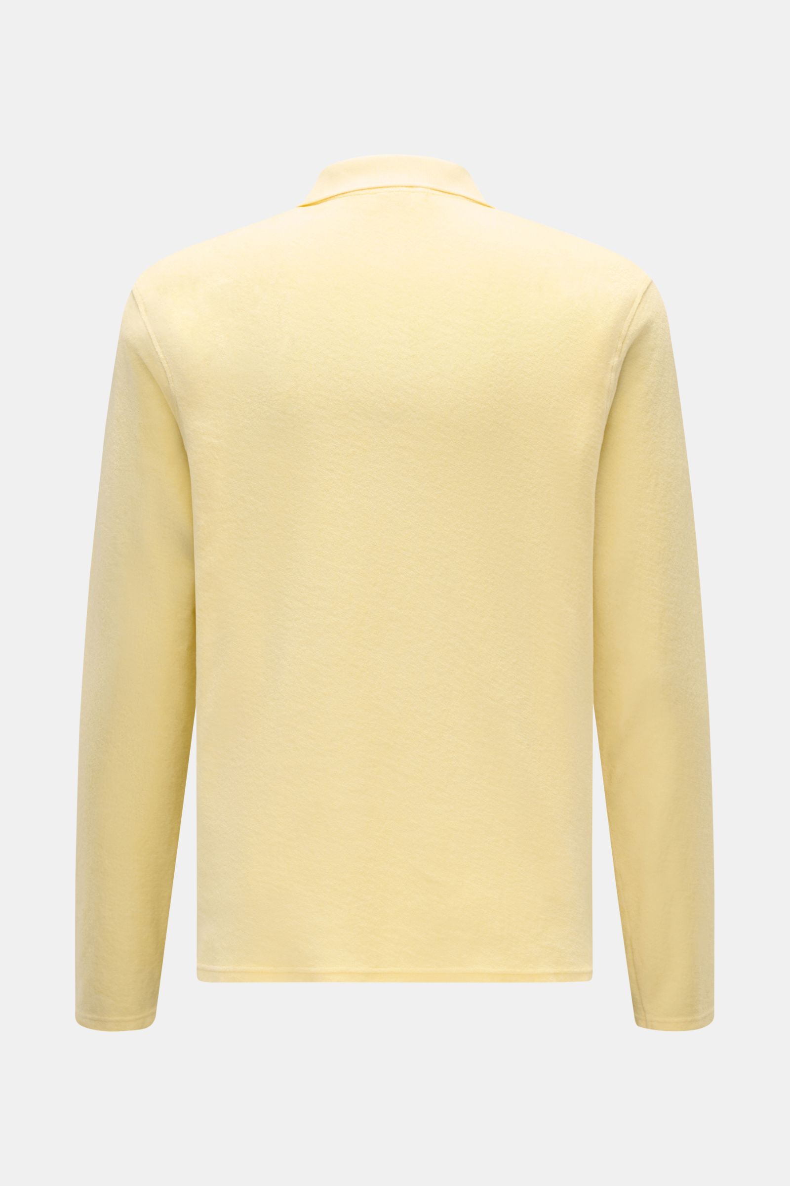 Rückansicht des 04651/ A trip in a bag Frottee Longsleeve-Poloshirt 'Terry Johnny' pastellgelb aus reiner Baumwolle, Regular Fit, Polokragen.