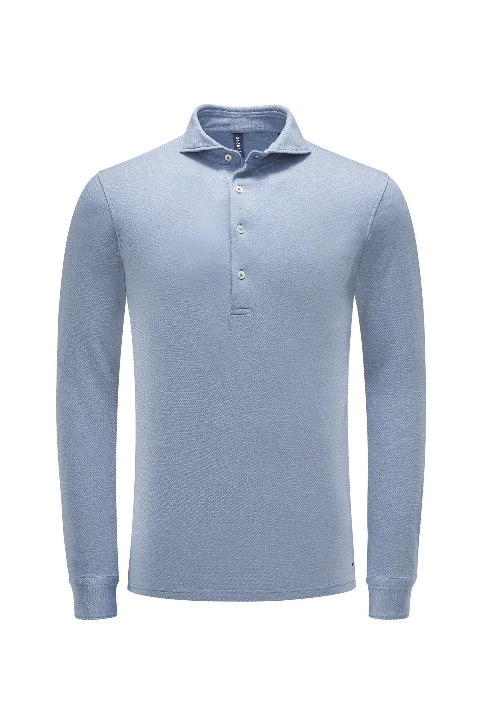 Long sleeve polo shirt, smoky blue patterned