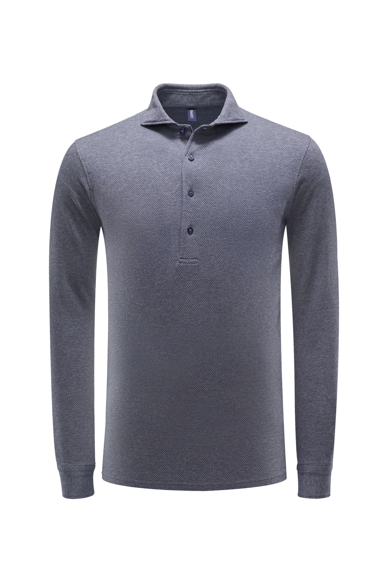 Long sleeve polo shirt grey-blue patterned