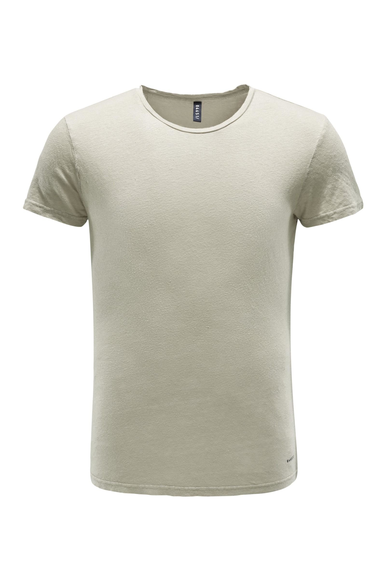 Linen crew neck T-shirt khaki