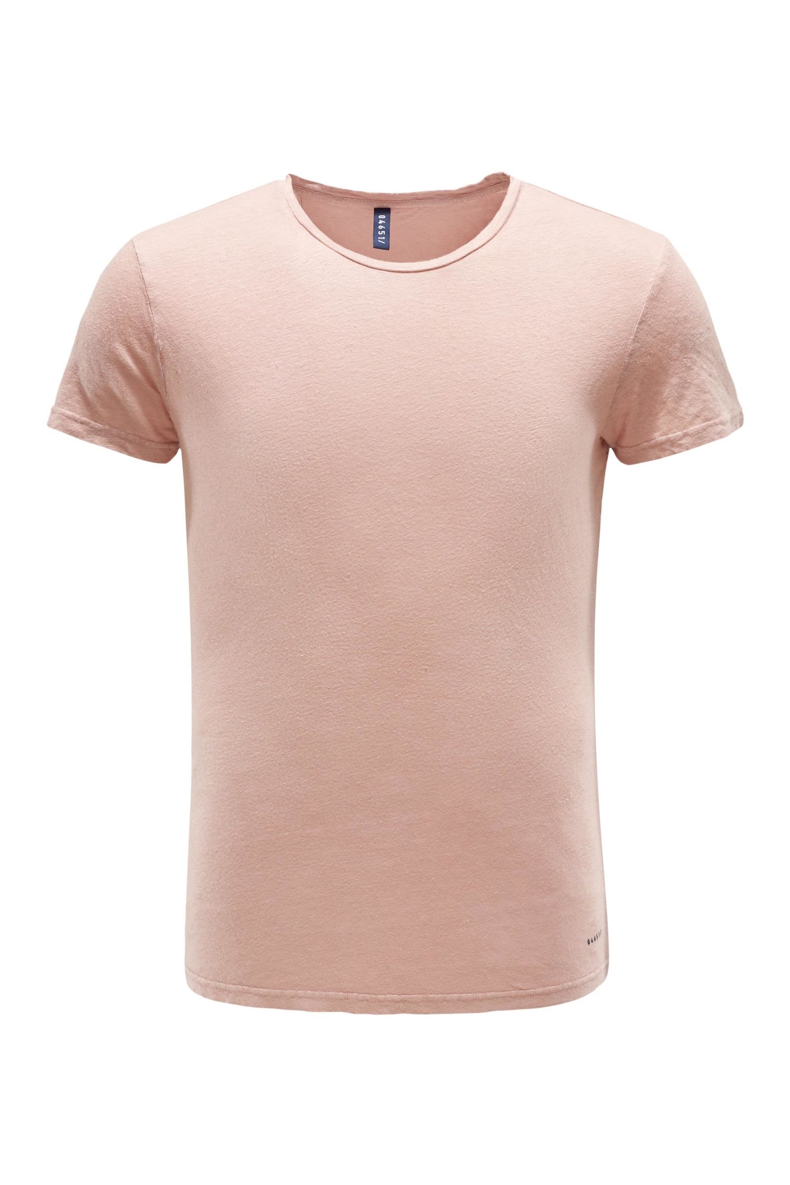 Linen crew neck T-shirt antique pink