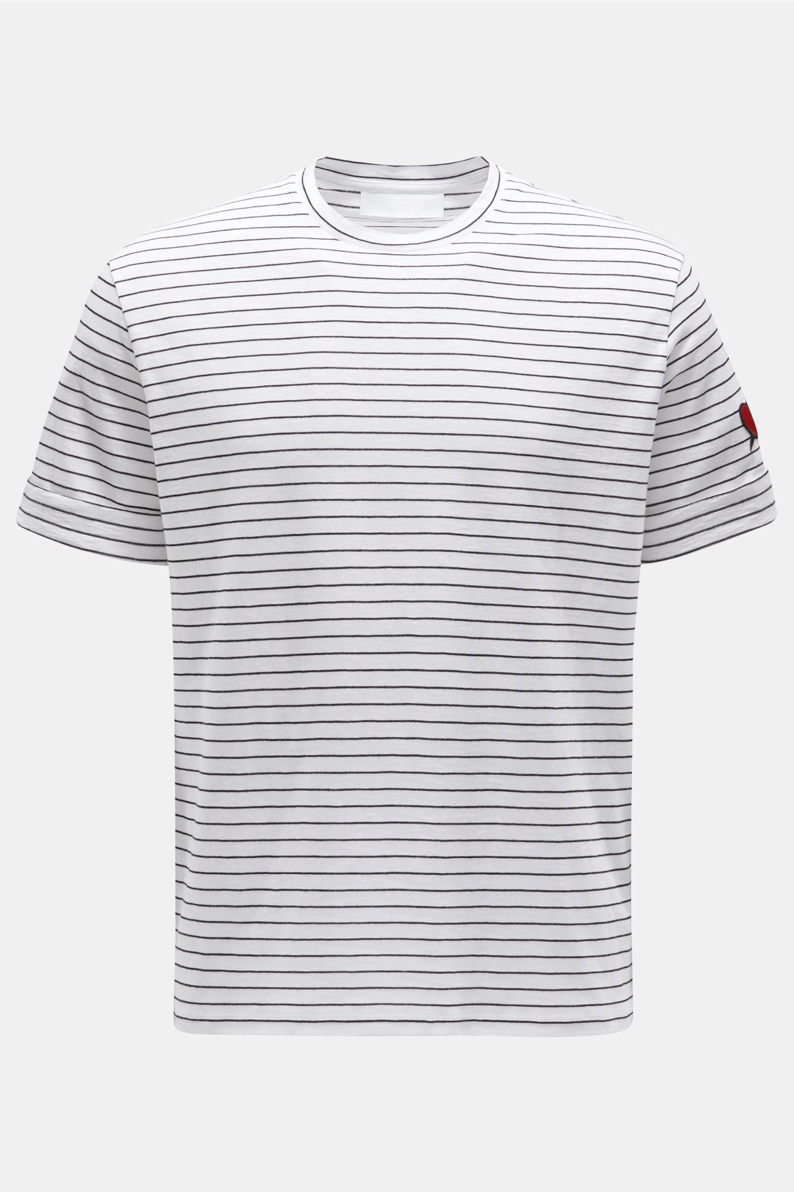 R-Neck T-Shirt weiß/schwarz gestreift