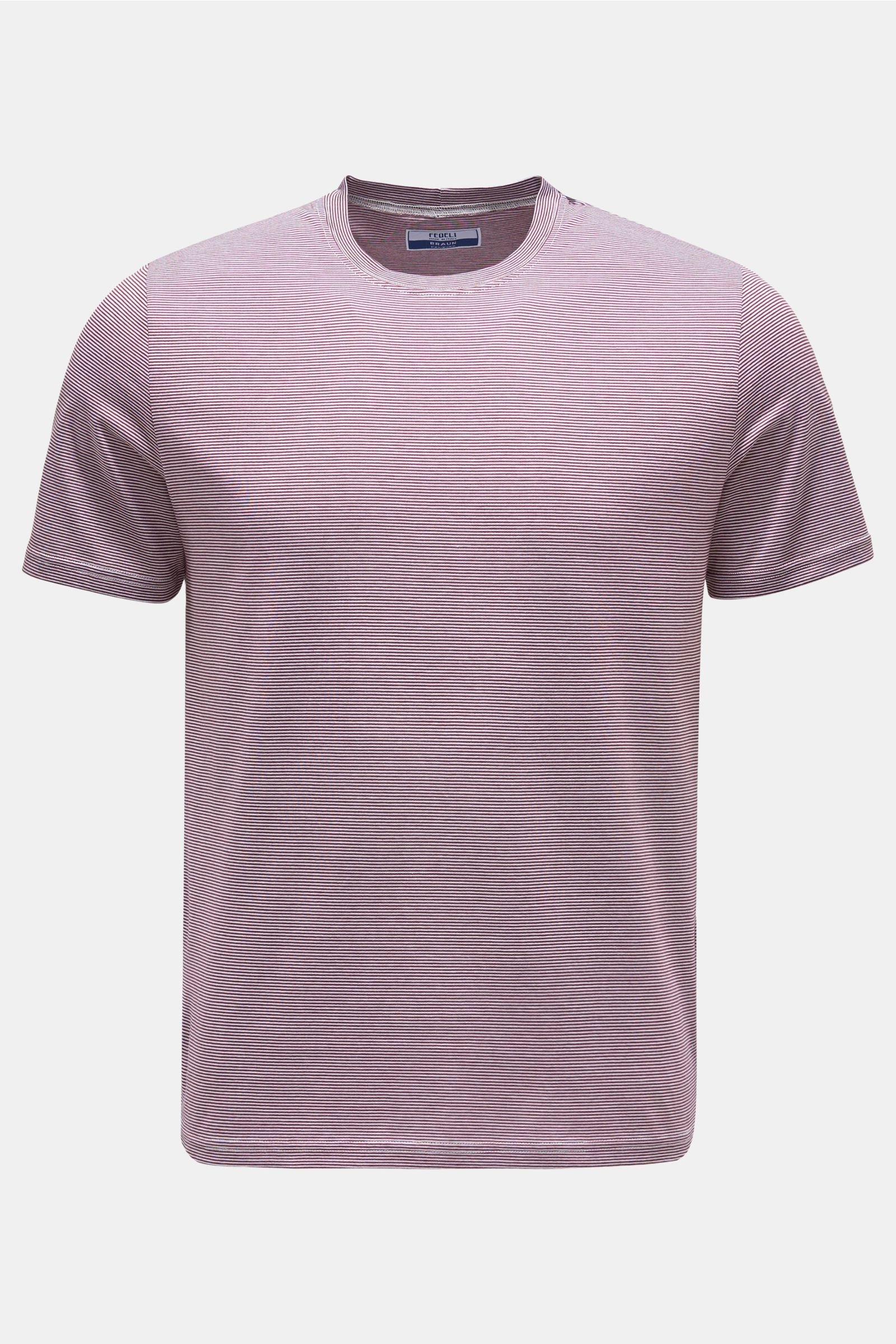 Crew neck T-shirt 'Gary' burgundy/white striped
