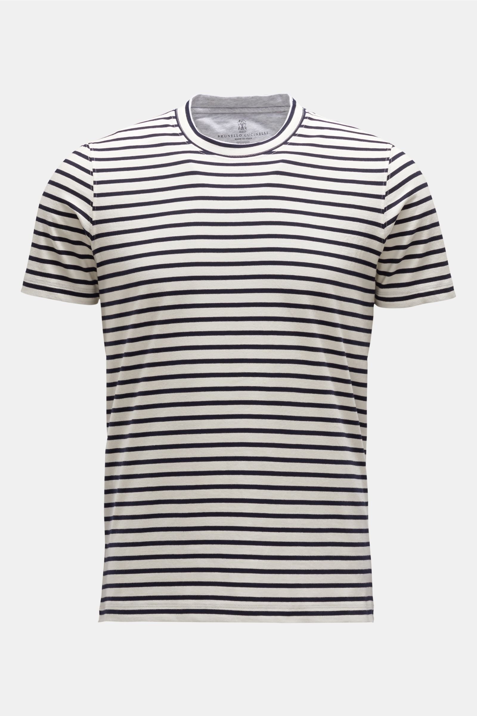 Crew neck T-shirt navy/off-white striped