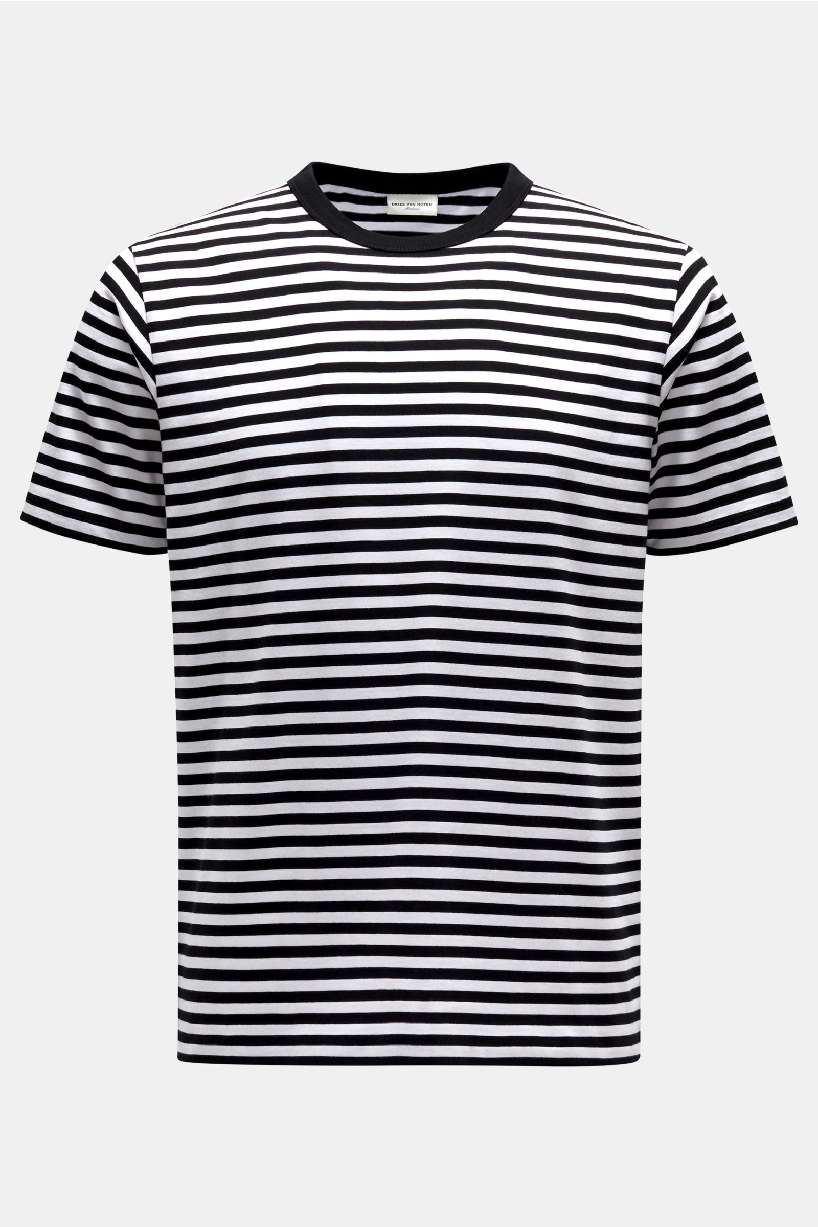 R-Neck T-Shirt schwarz/weiß gestreift