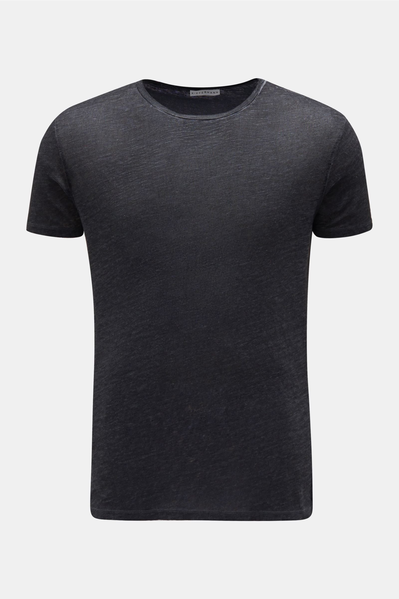 Linen crew neck T-shirt 'Mario' dark grey