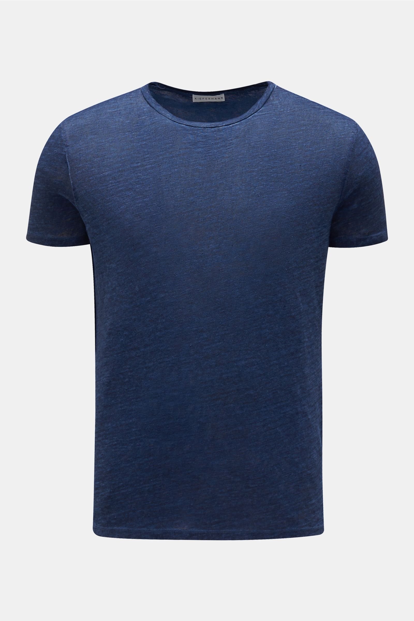 Linen crew neck T-shirt 'Mario' dark blue
