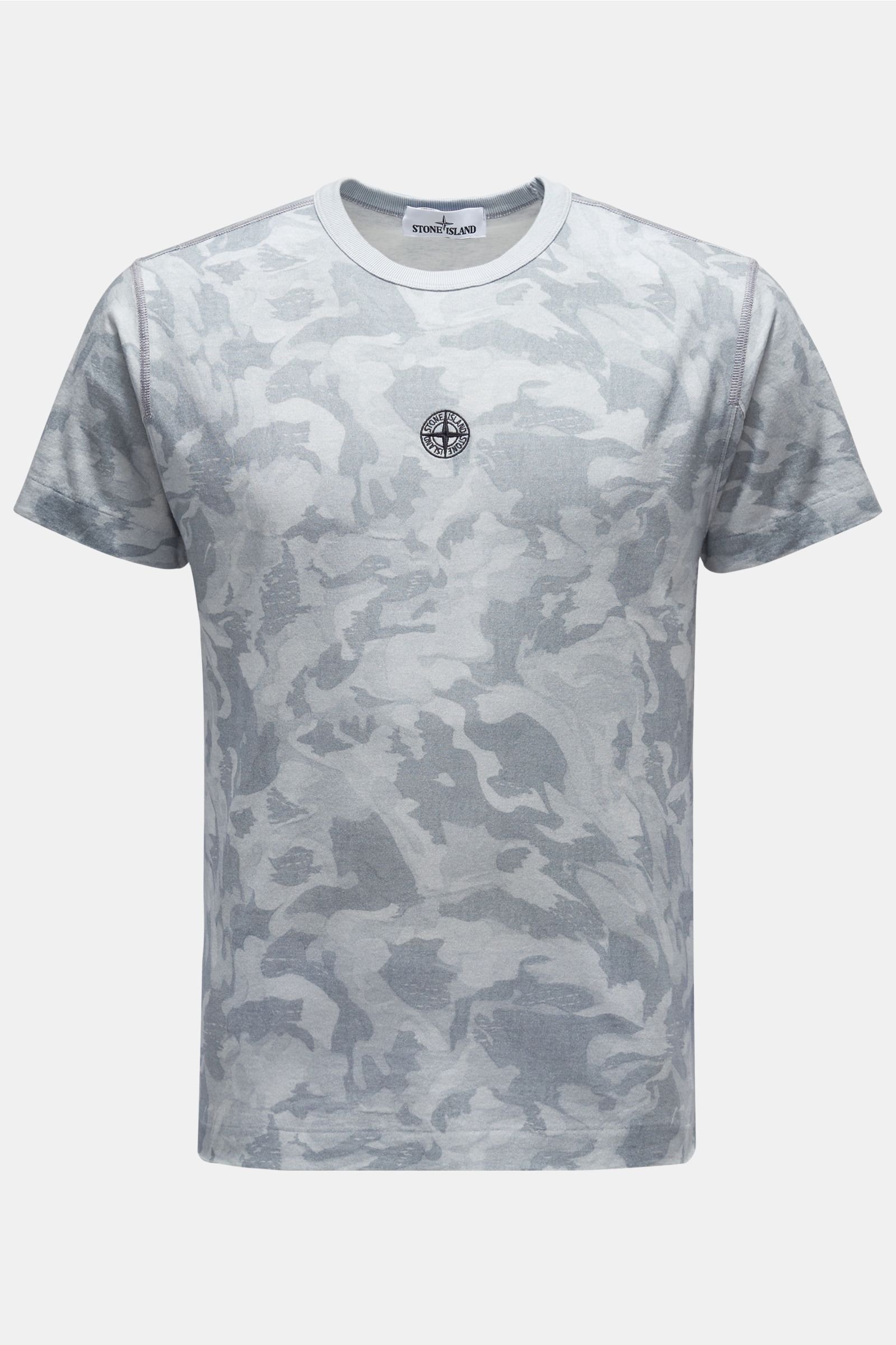 R-Neck T-Shirt graublau gemustert