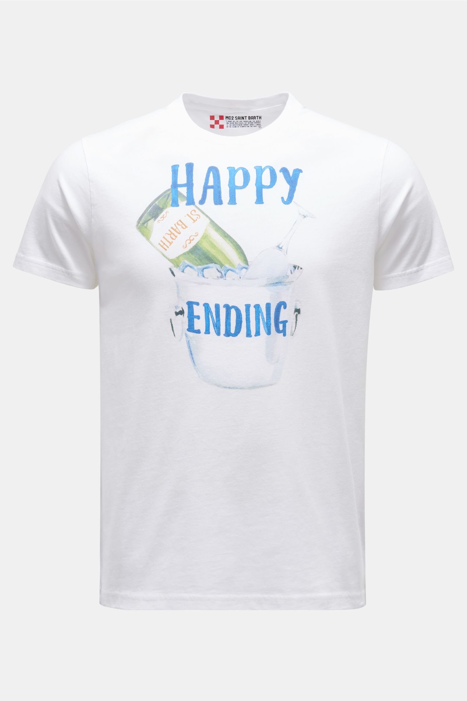 Crew neck T-shirt 'Happy Ending' white