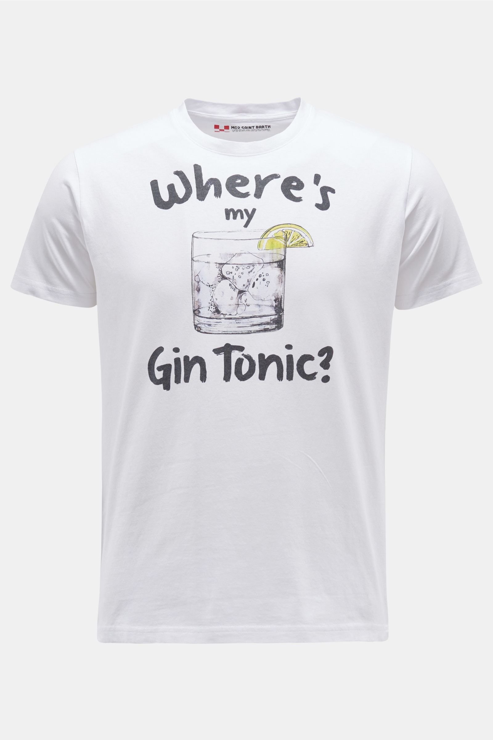 Crew neck T-shirt 'My Gin' white