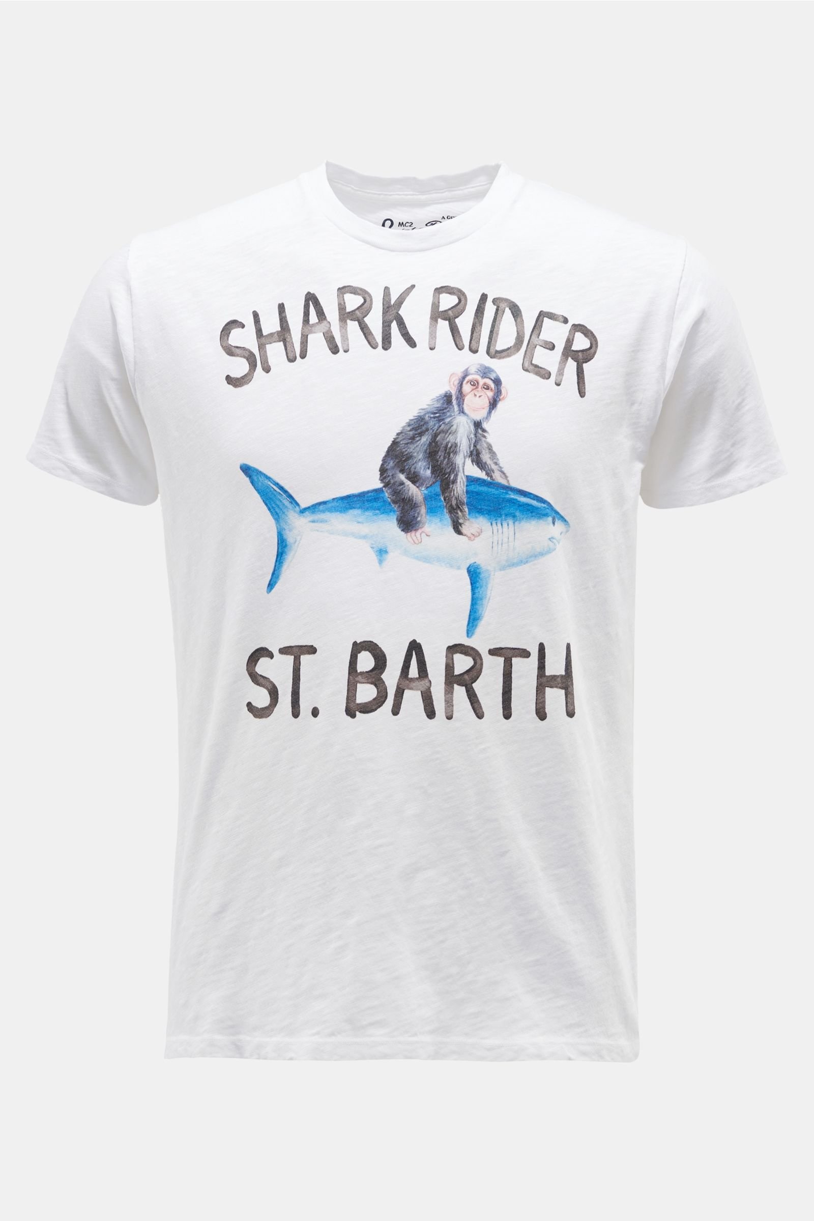 R-Neck T-Shirt 'Shark Rider' weiß