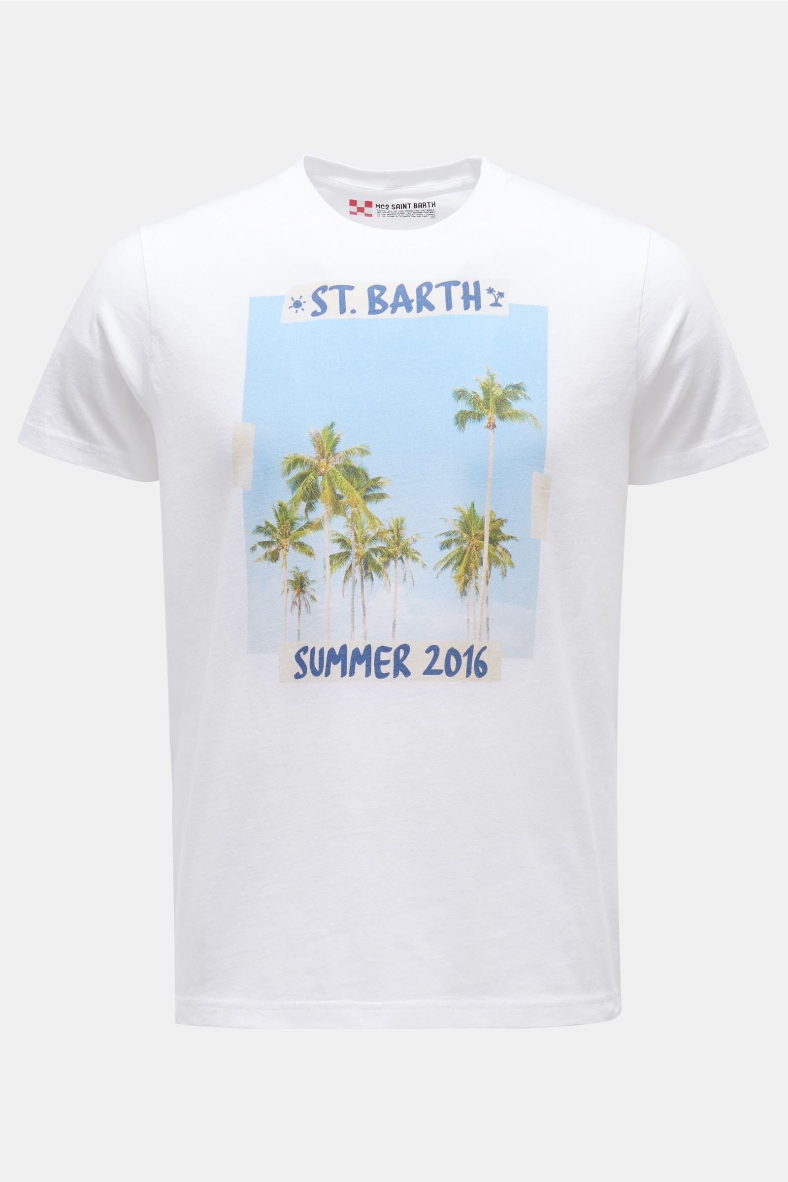 R-Neck T-Shirt 'Summer Palm' weiß