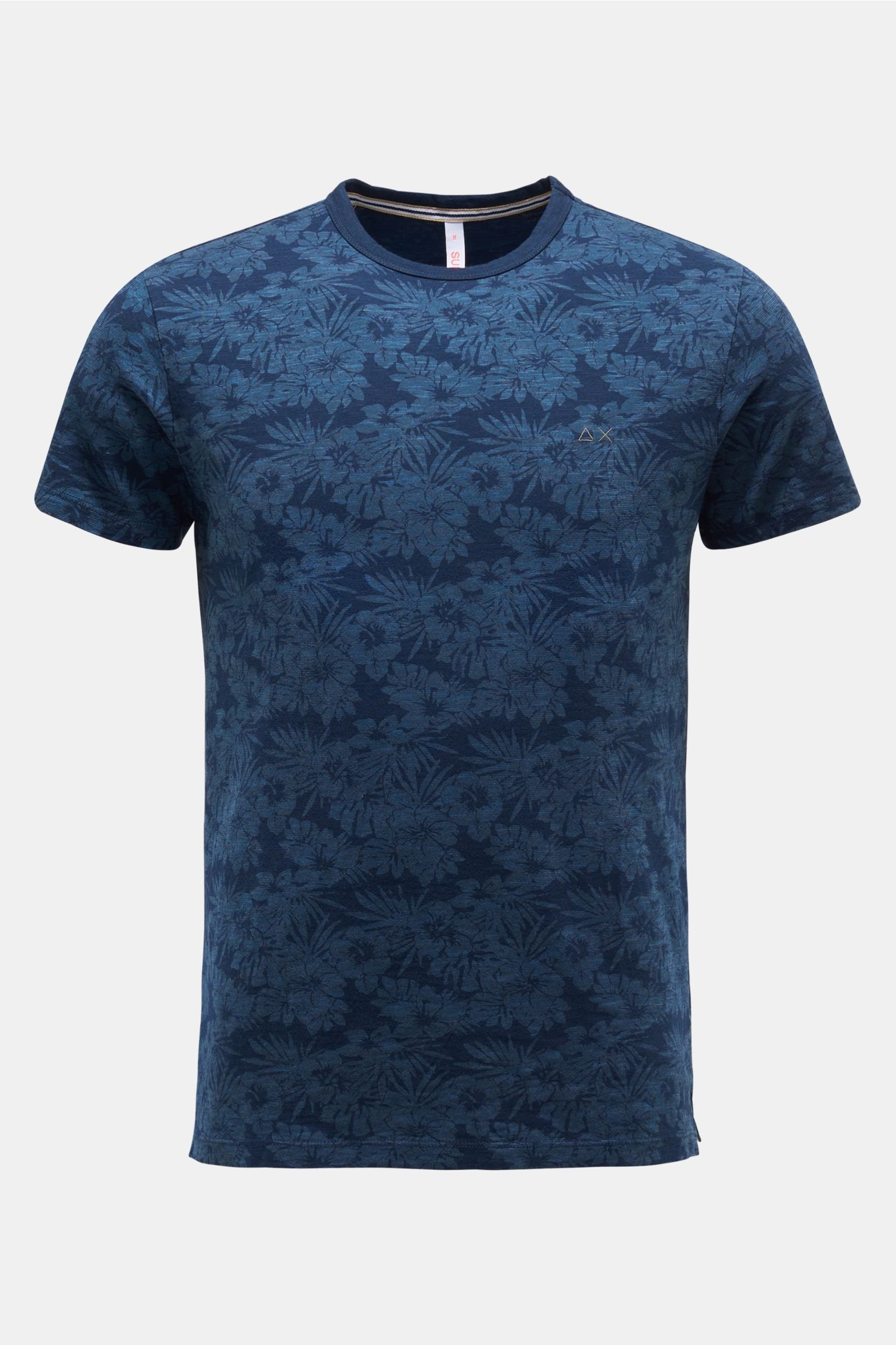 Crew neck T-shirt navy patterned