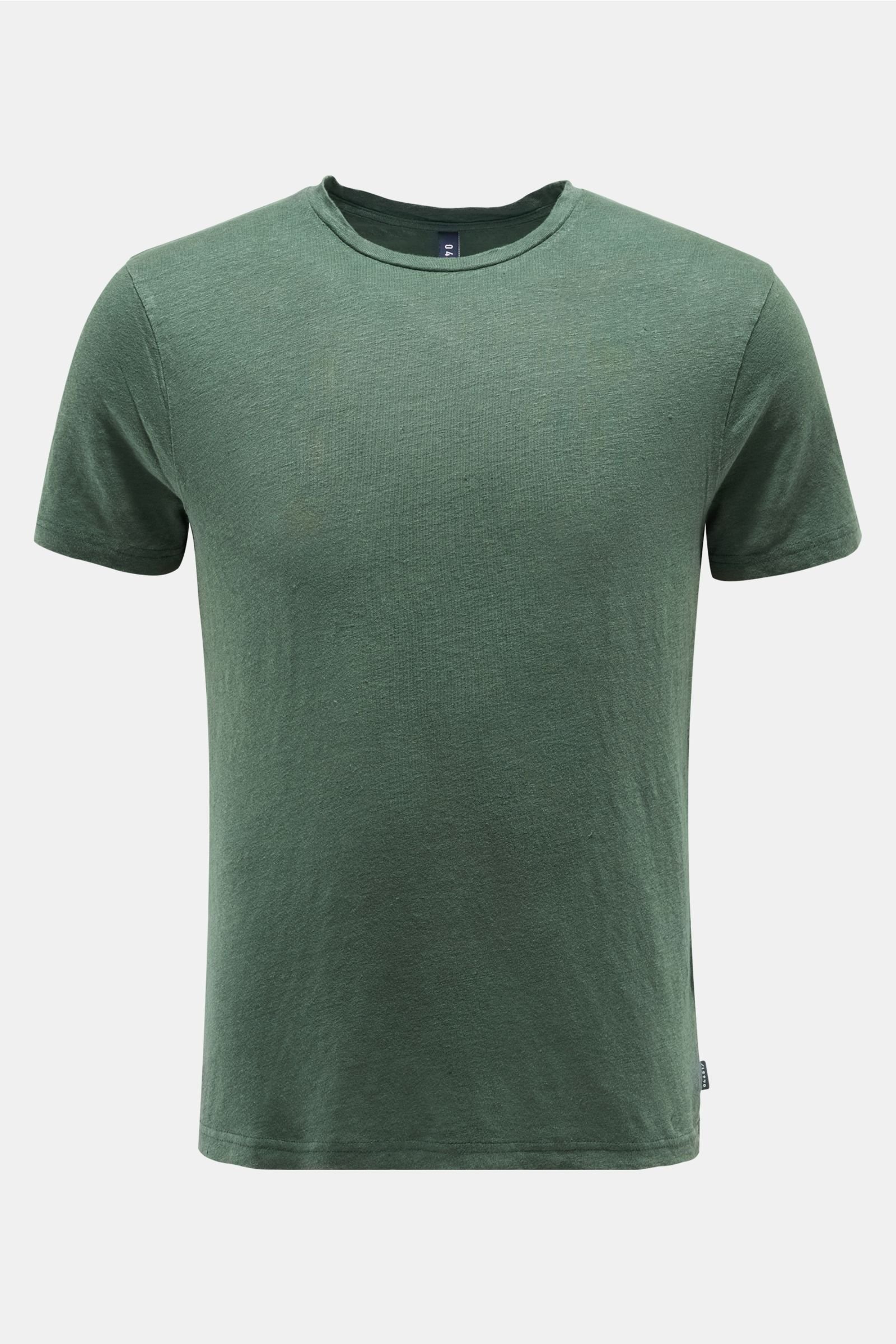 Linen crew neck T-shirt dark green