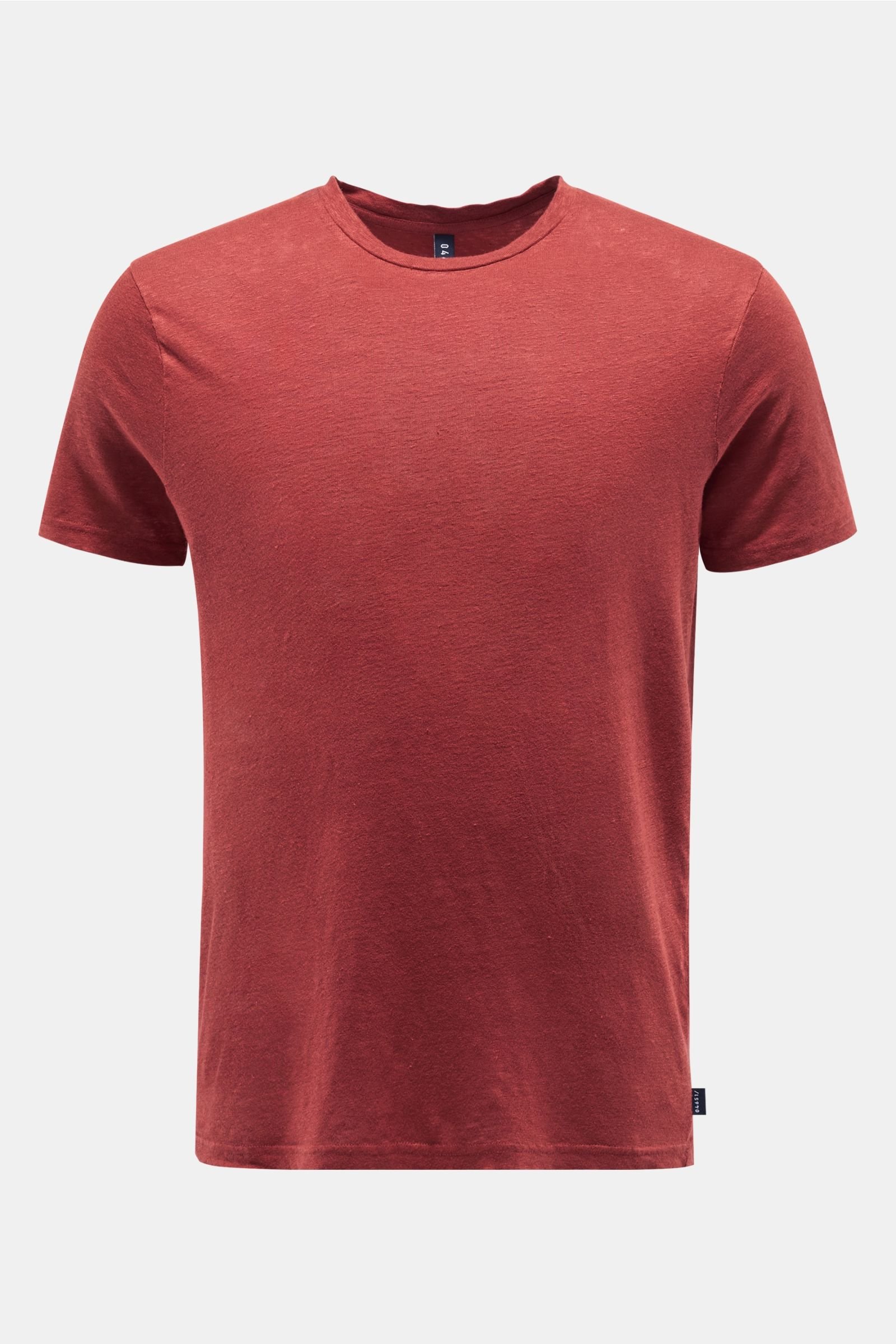 Linen crew neck T-shirt dark red