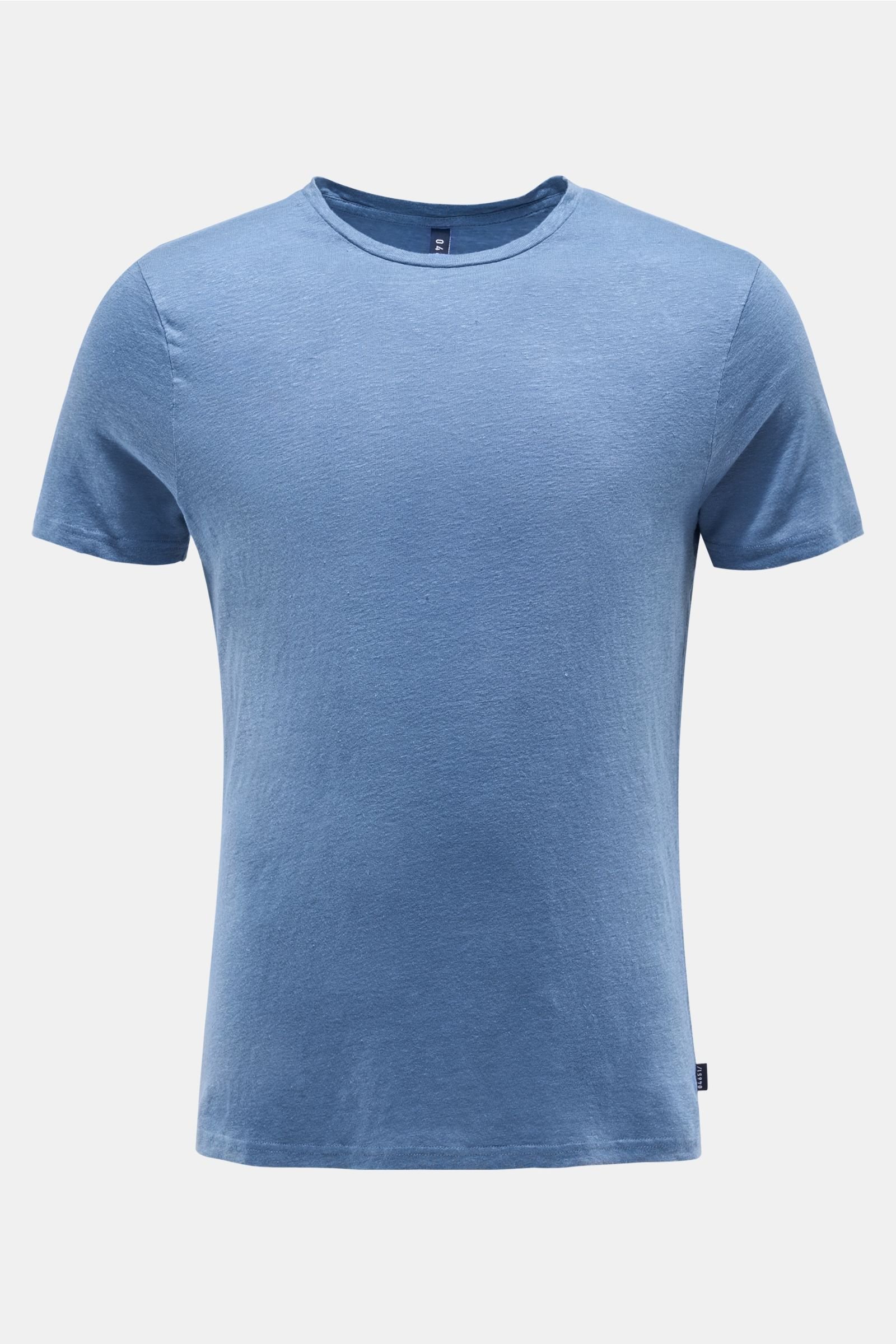 Linen crew neck T-shirt smoky blue