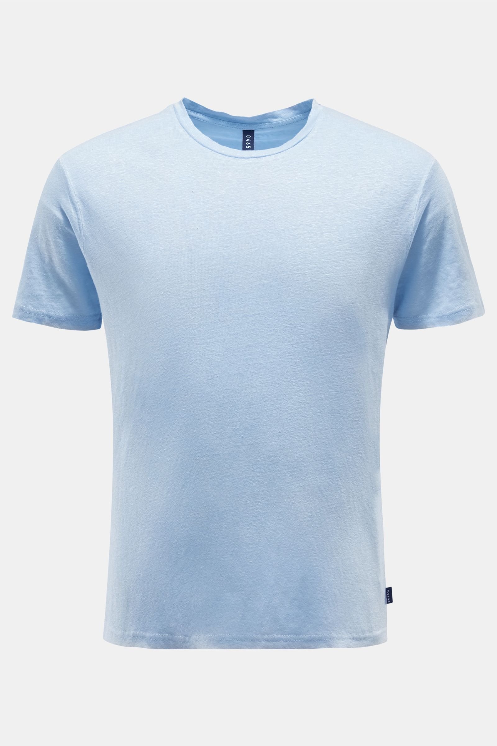 Leinen R-Neck T-Shirt hellblau