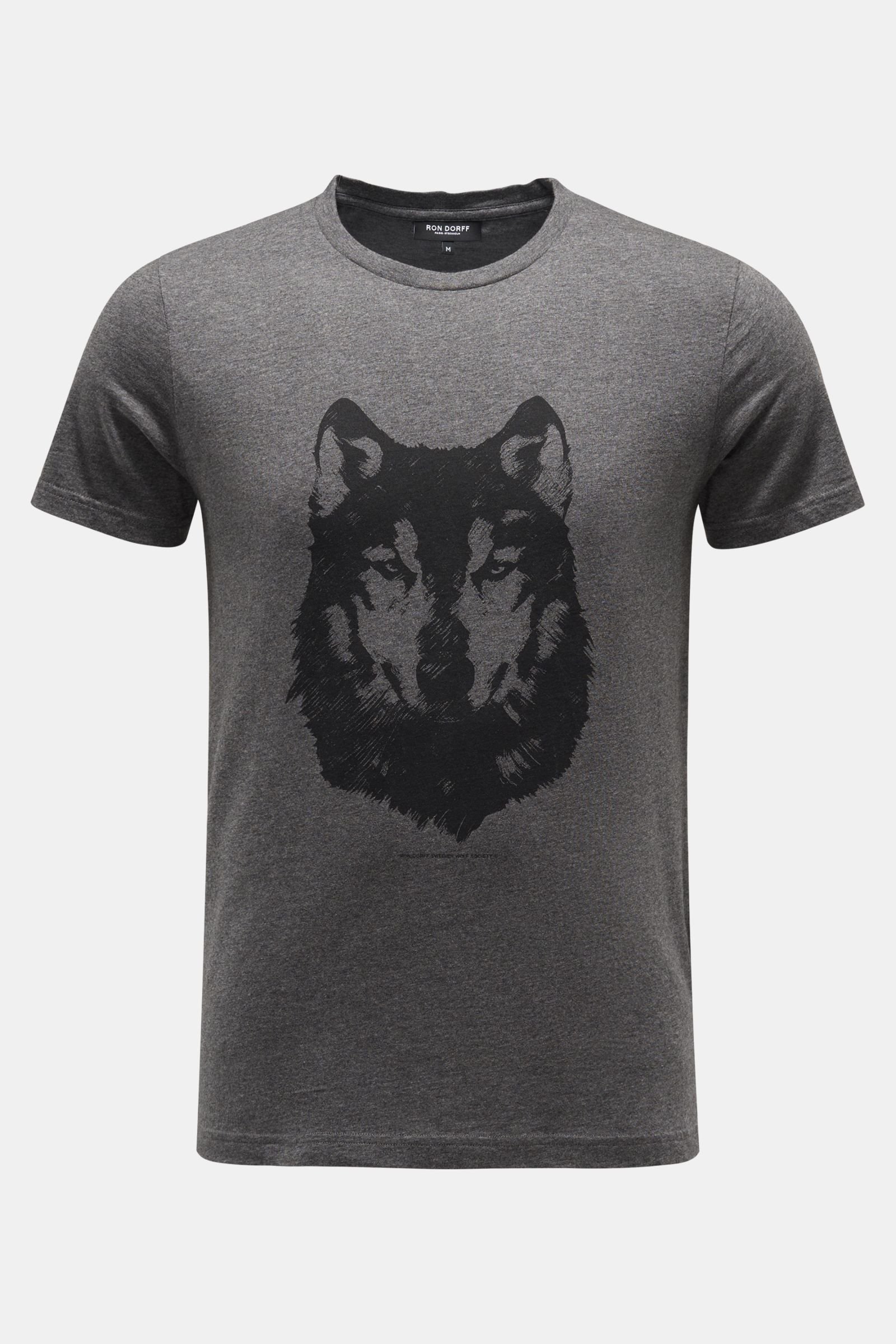 Rundhals-T-Shirt 'Wolf' dunkelgrau