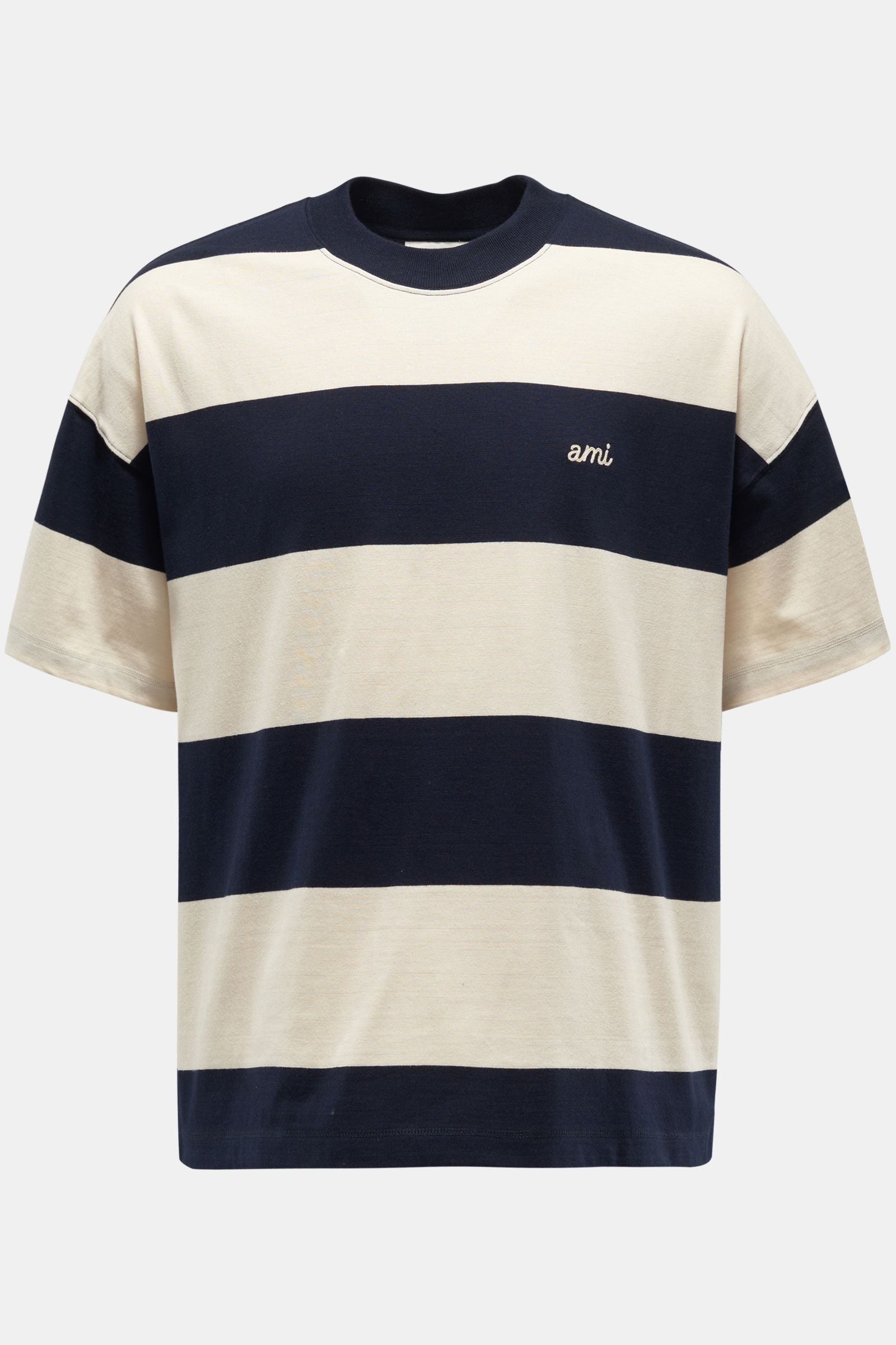 Crew neck T-shirt navy/cream striped