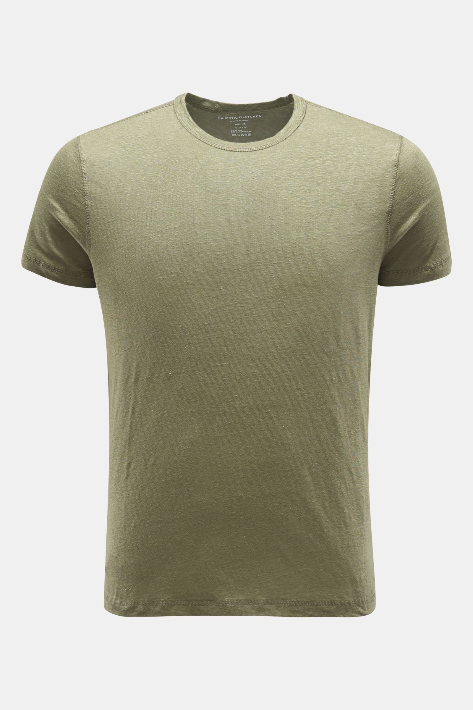 Leinen Rundhals-T-Shirt graugrün