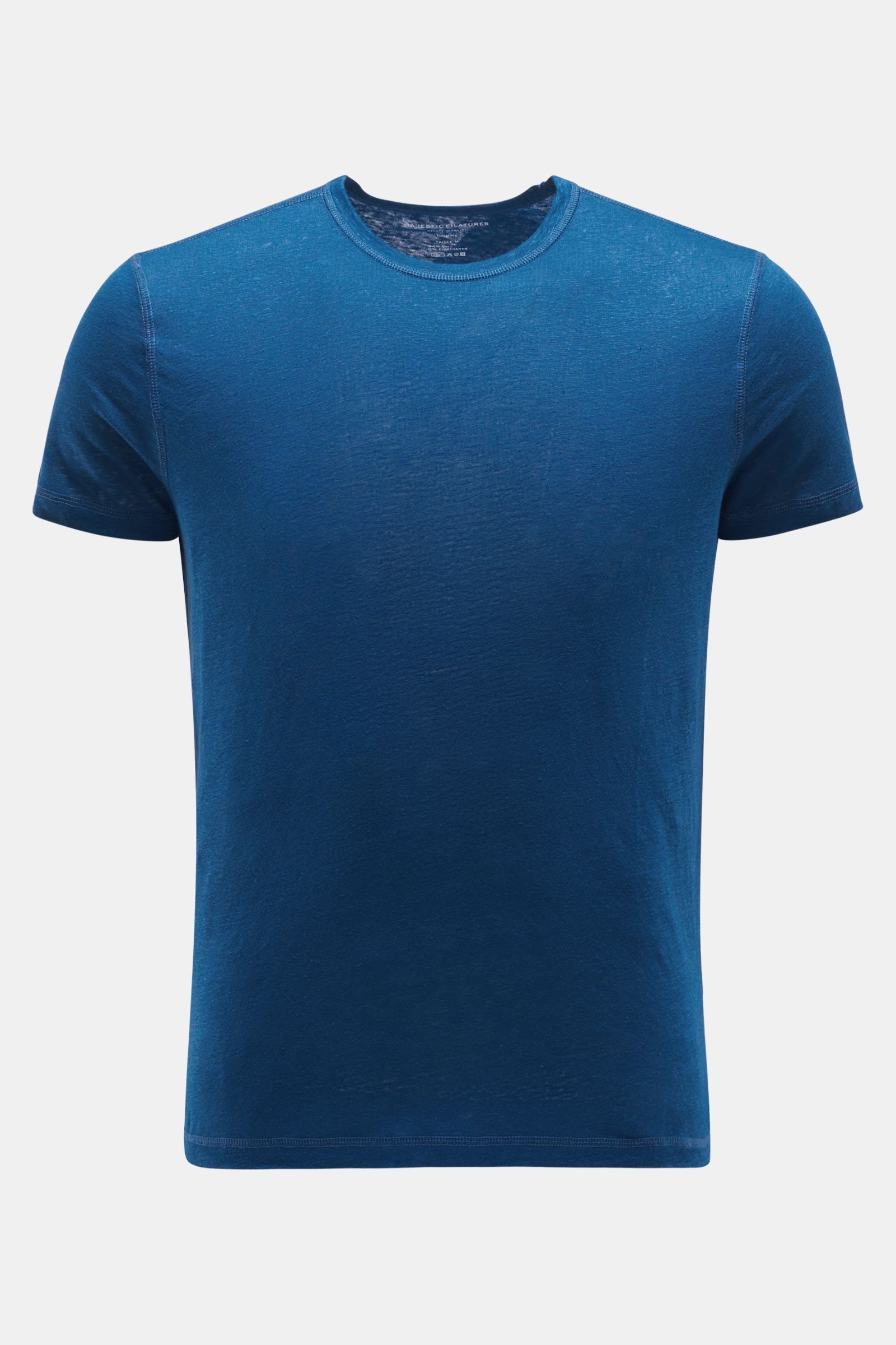 Linen crew neck-T-shirt blue