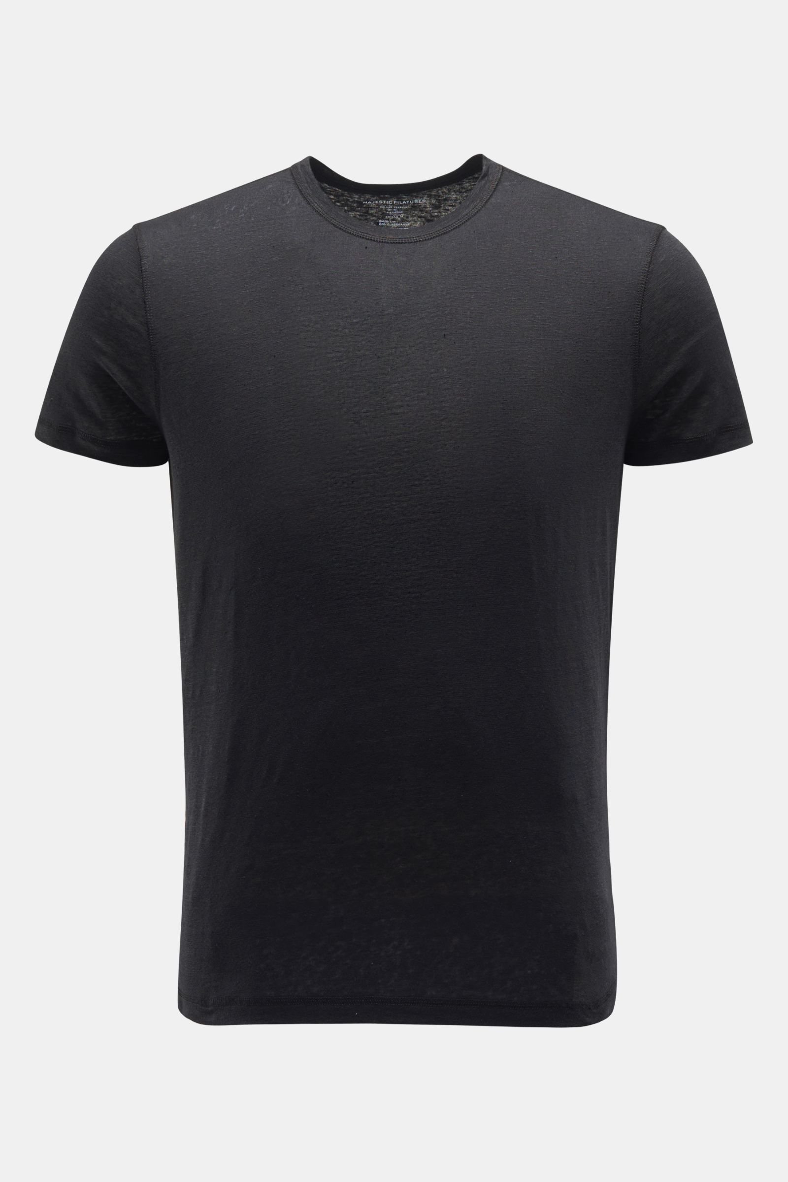 Leinen Rundhals-T-Shirt schwarz