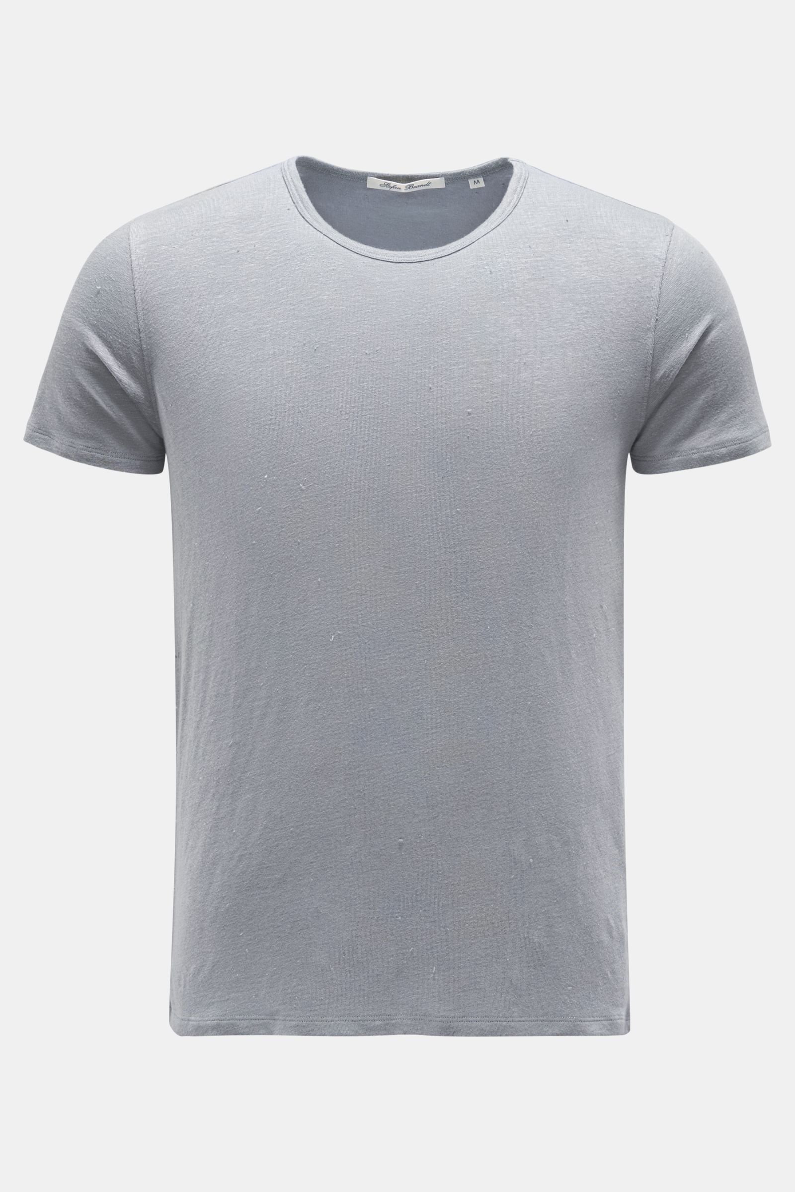 Leinen Rundhals-T-Shirt grau