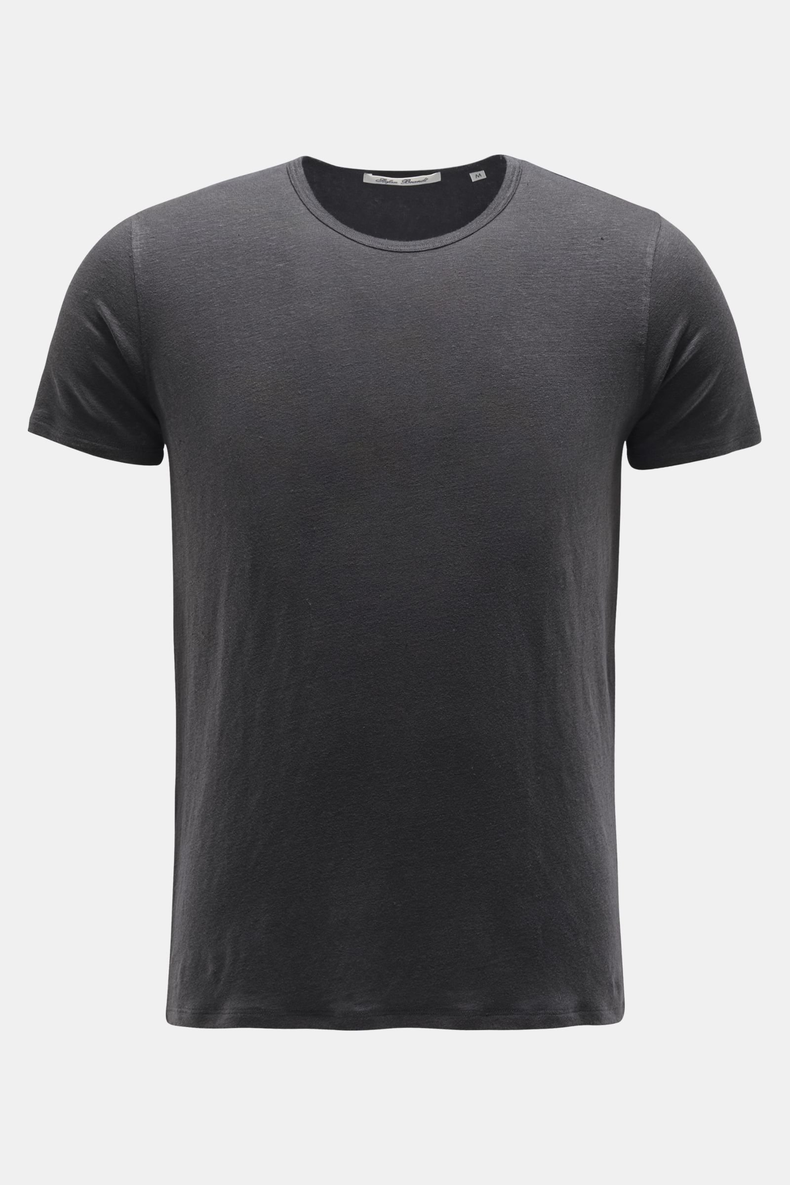 Linen crew neck T-shirt anthracite