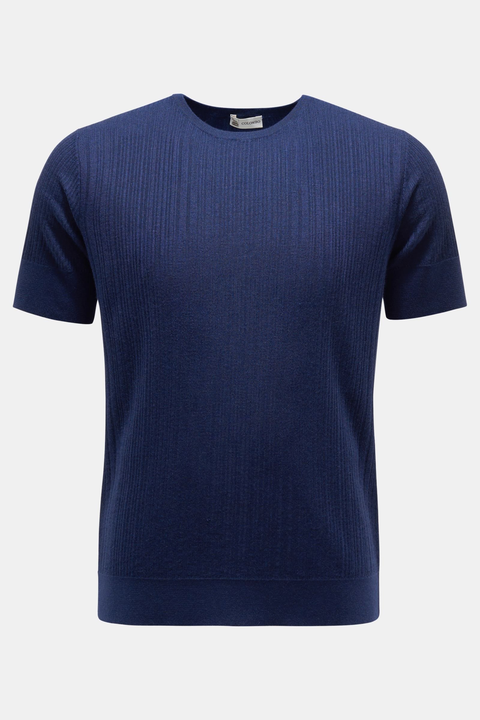 Fine knit short sleeve jumper dark blue