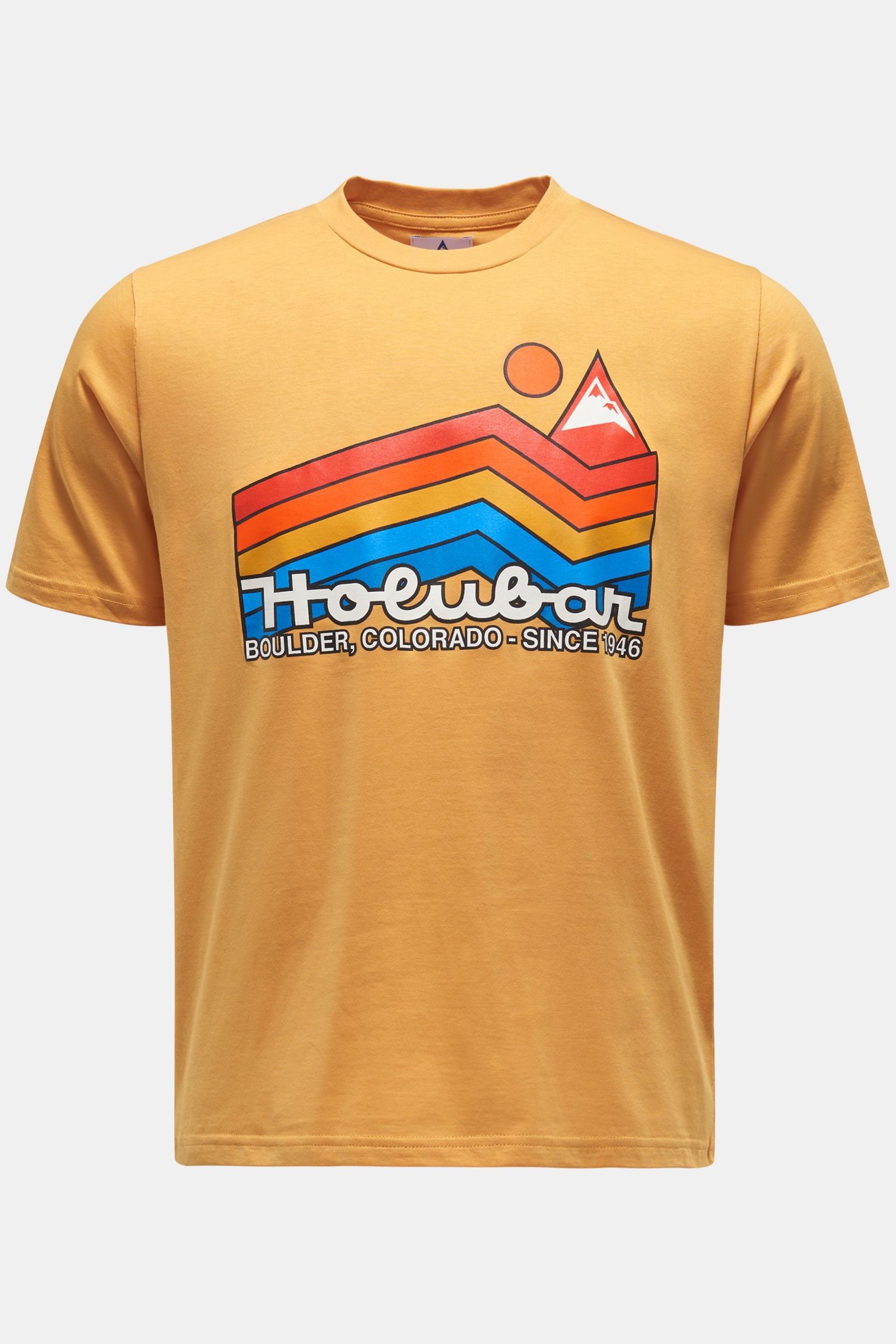 Crew neck T-shirt 'Rainbow' yellow