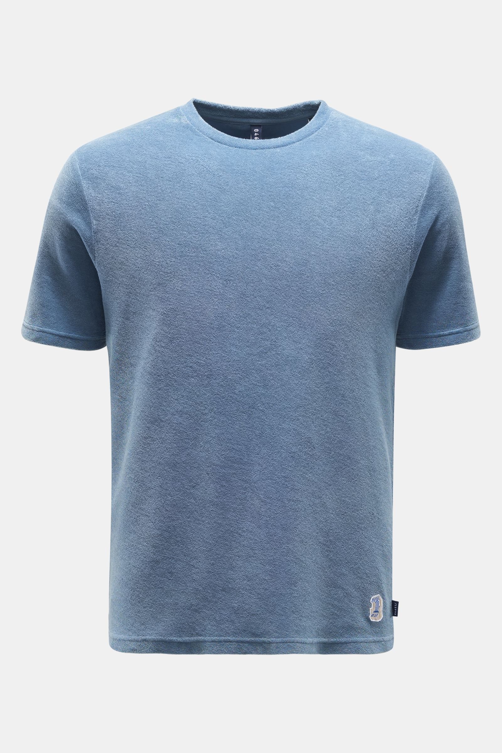 Frottee Rundhals-T-Shirt rauchblau