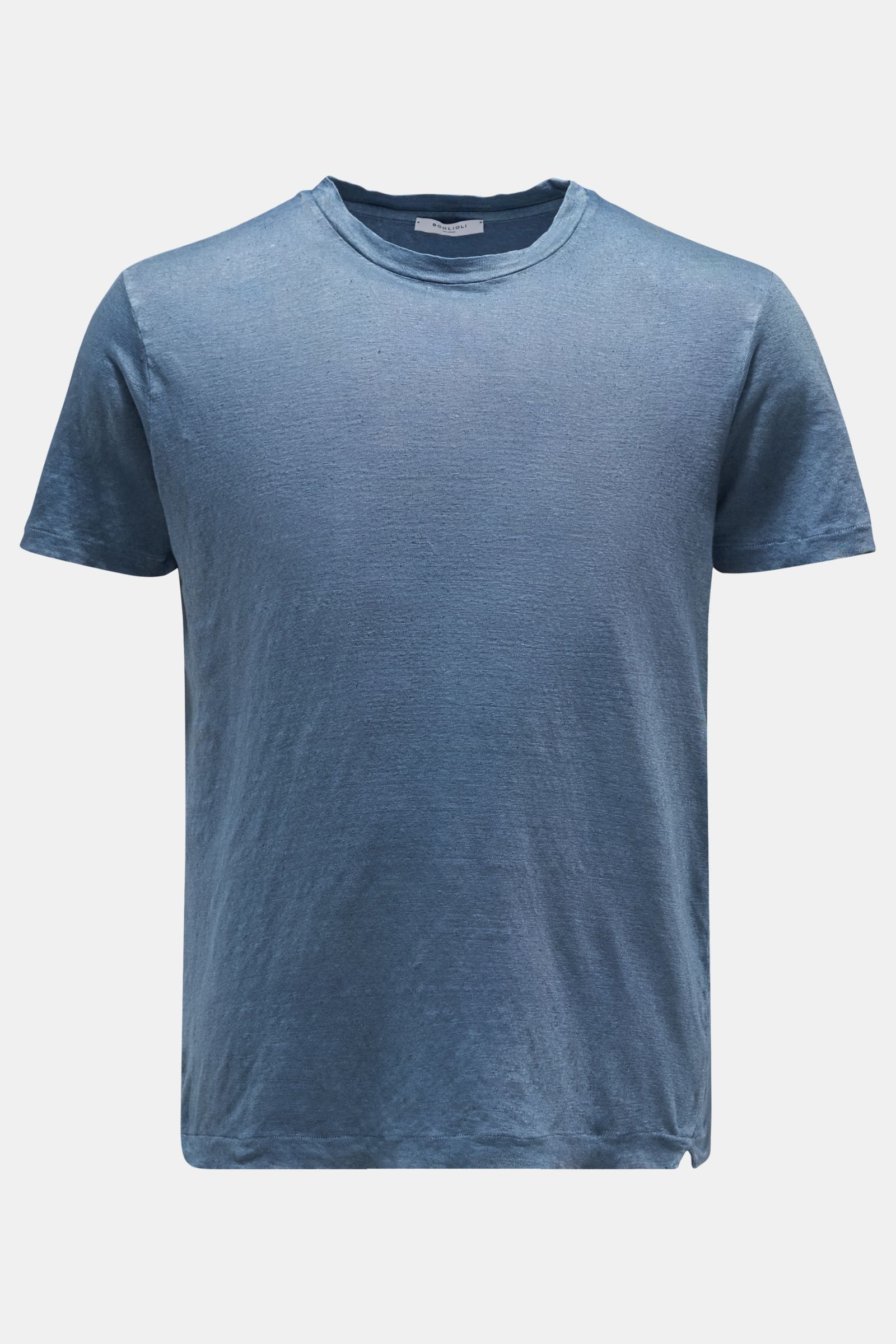 Leinen Rundhals-T-Shirt graublau