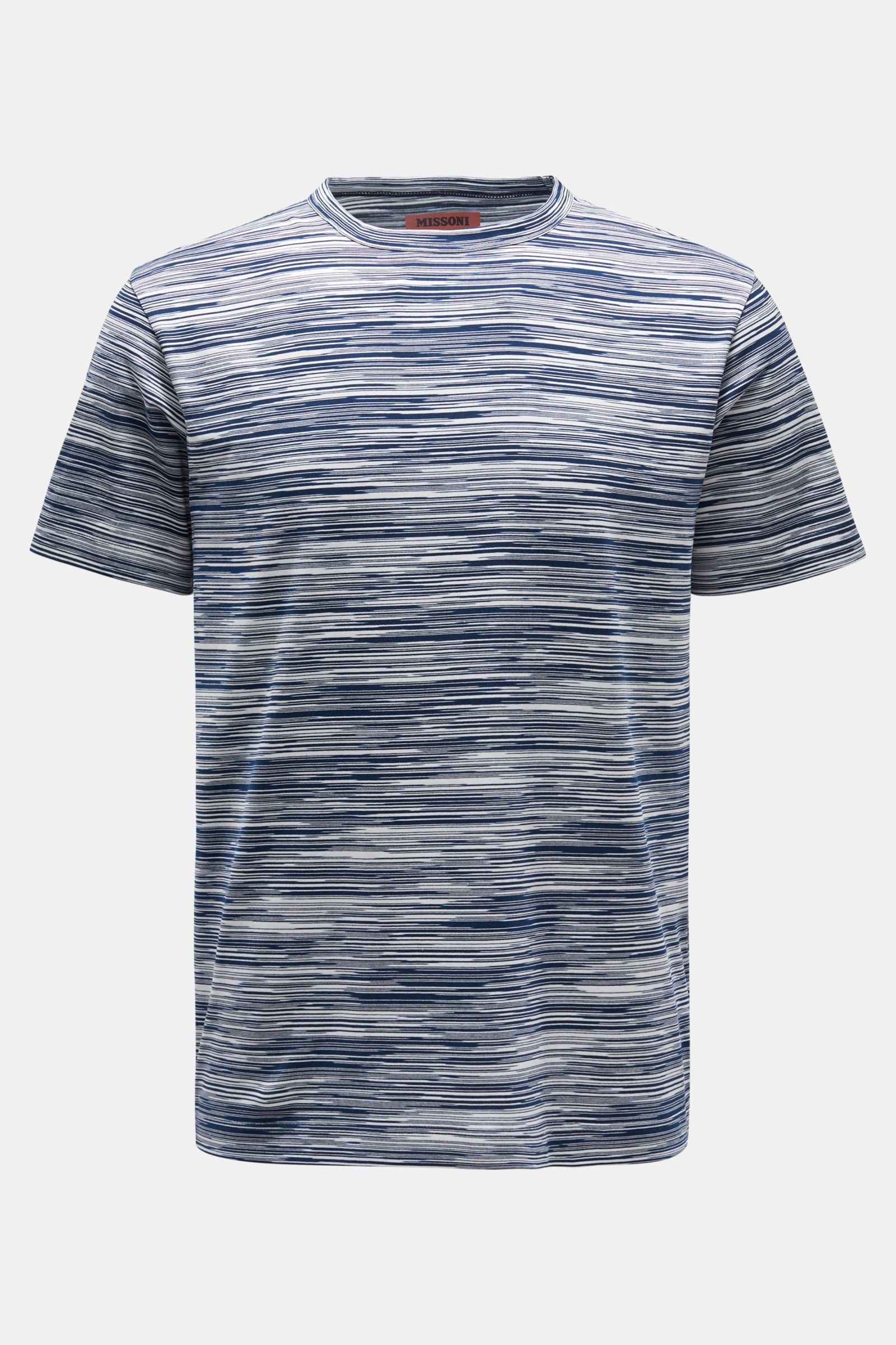 Rundhals-T-Shirt navy/weiß gestreift