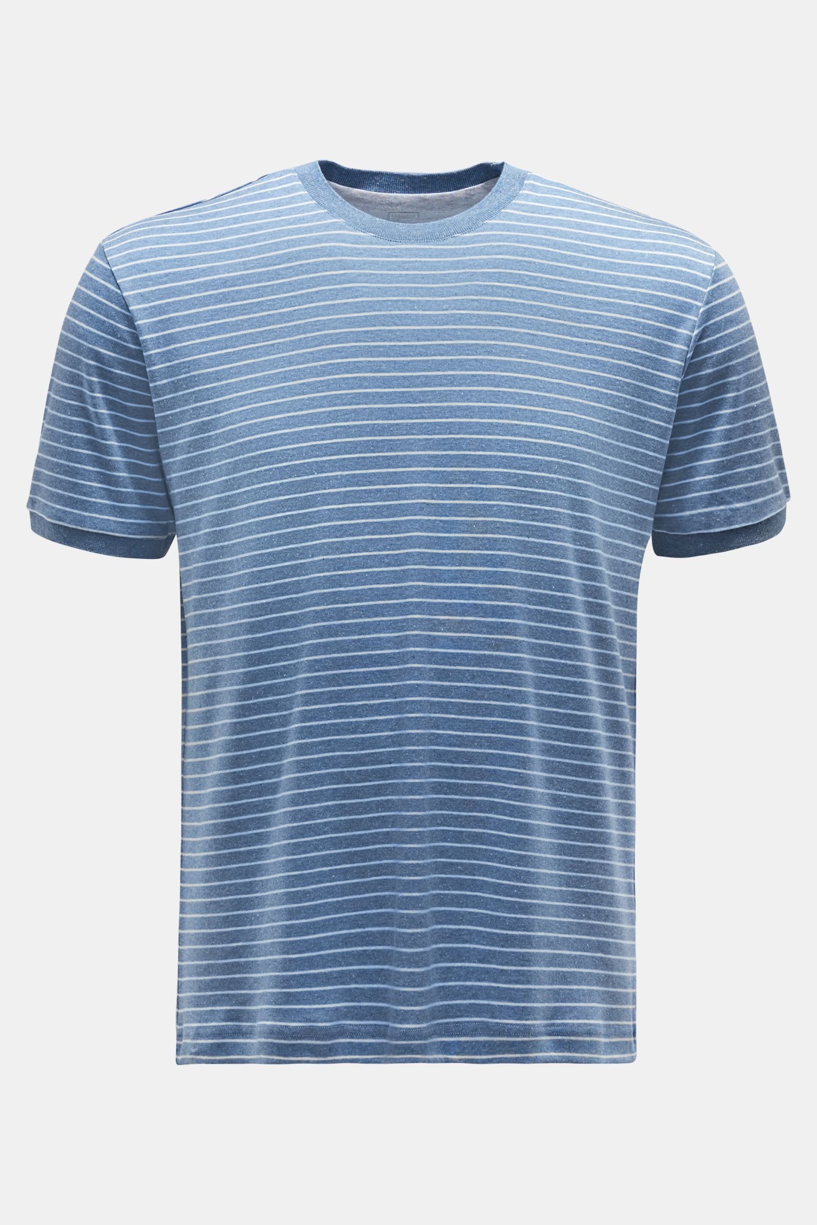 Crew neck T-shirt grey-blue/white striped