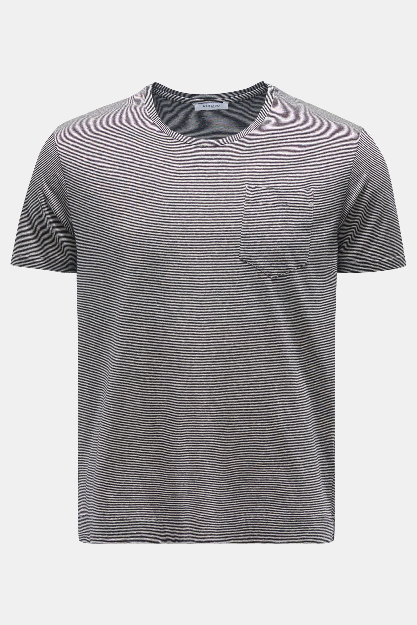 Rundhals-T-Shirt schwarz/weiß gestreift
