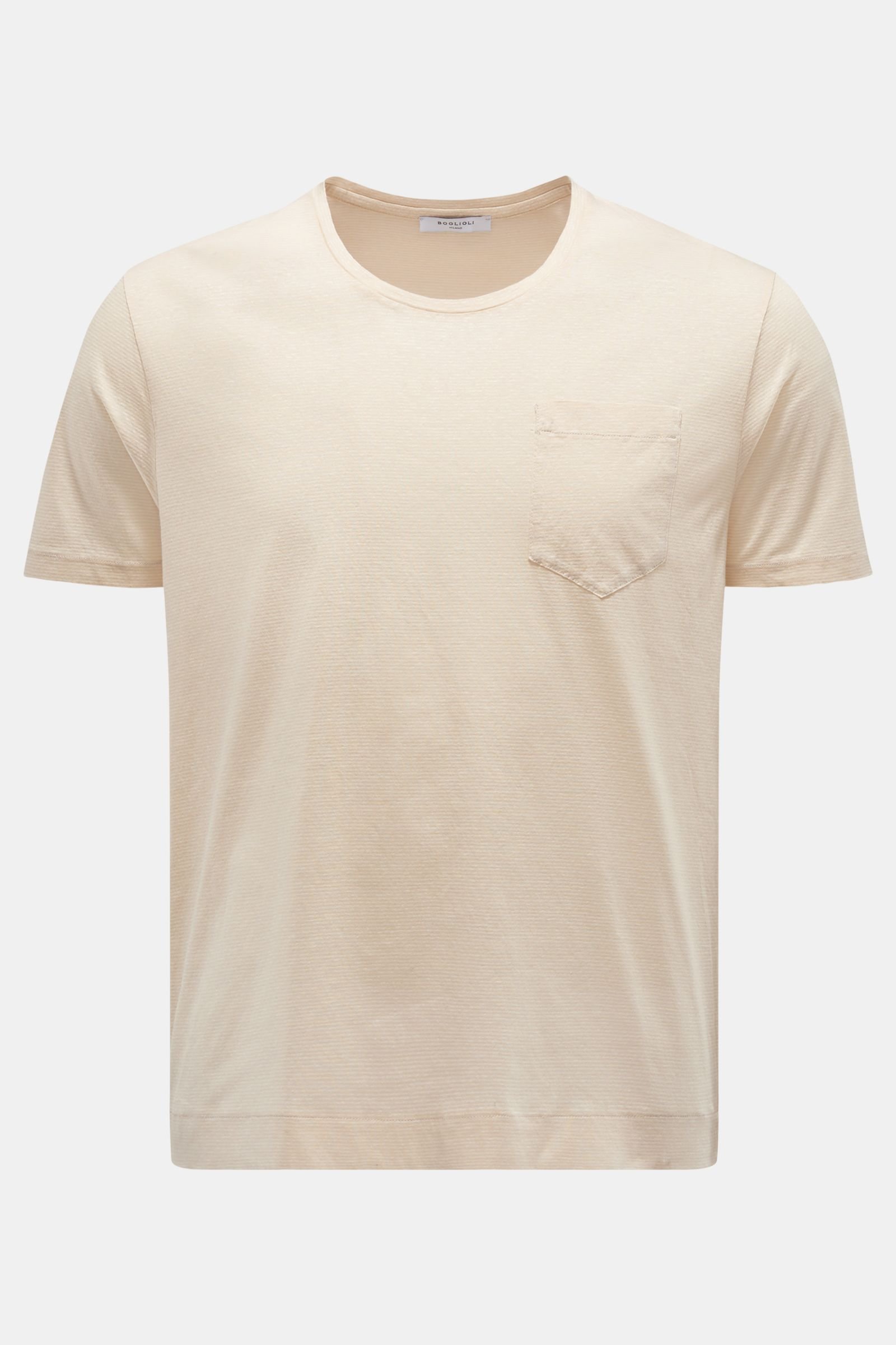 Rundhals-T-Shirt creme gestreift