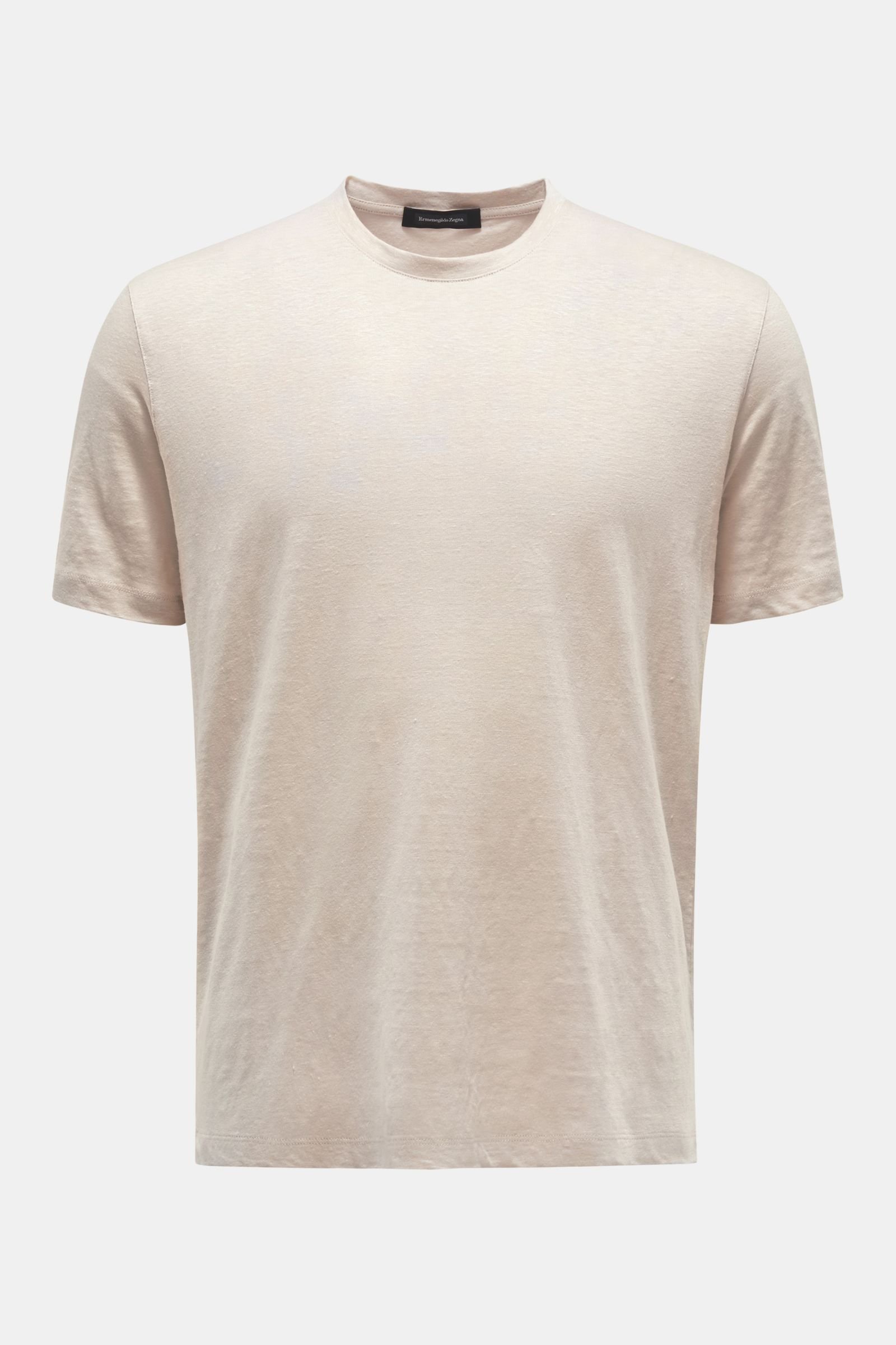 Linen crew neck T-shirt beige