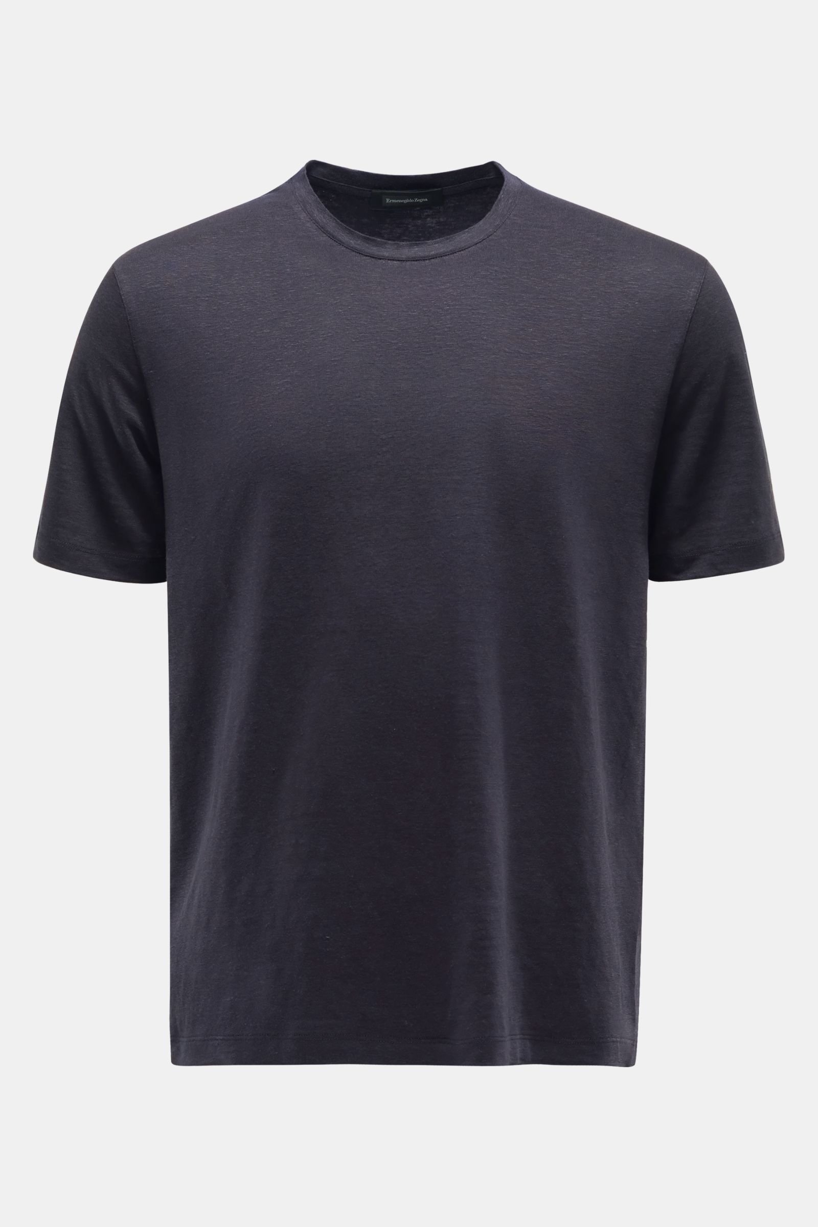 Linen crew neck T-shirt dark navy