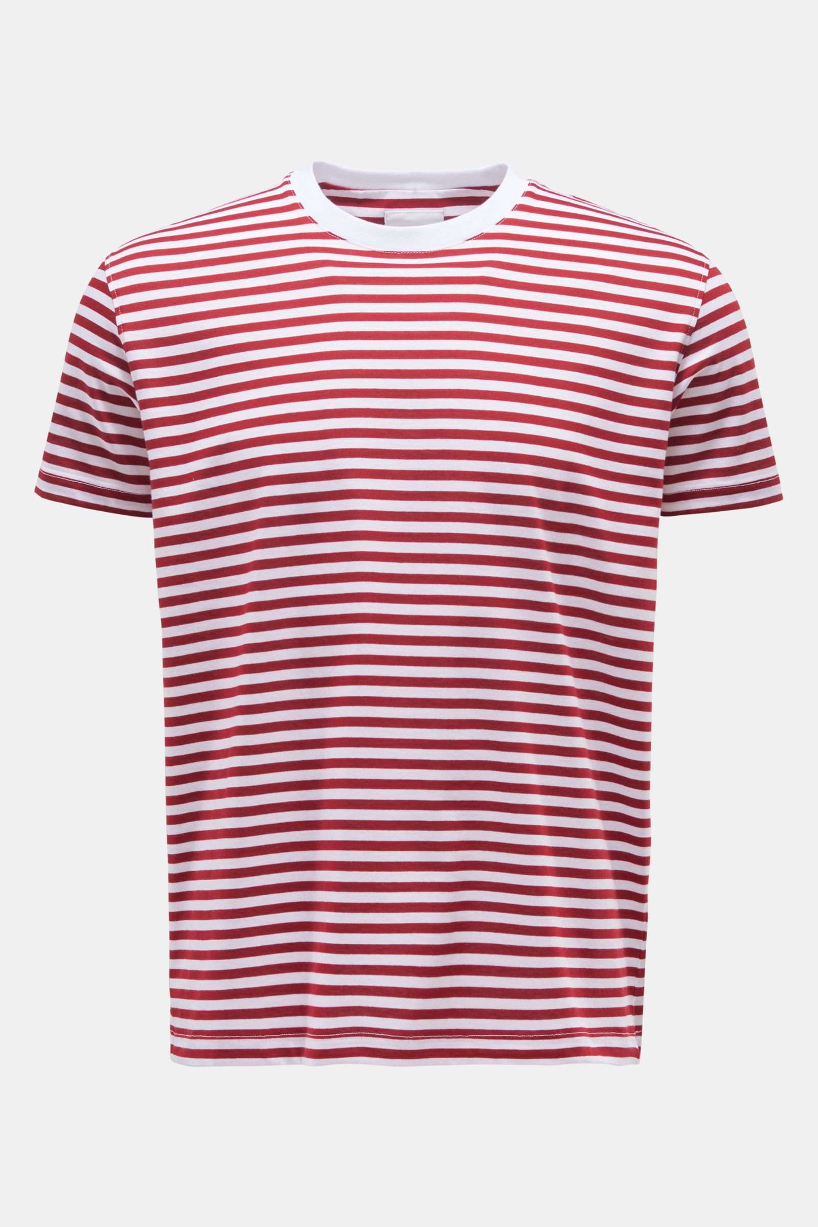 Rundhals-T-Shirt rot/weiß gestreift